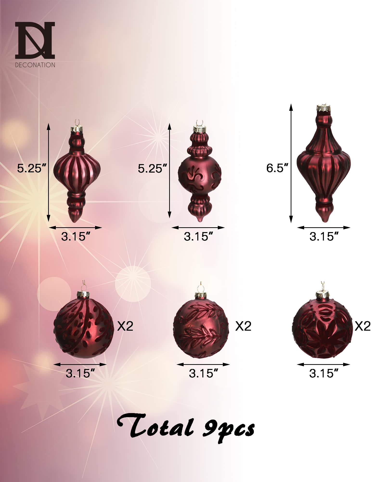 Amazon.co.jp: DN DECONATION バーガンディレッド クリスマスボール