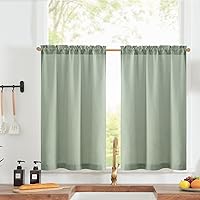 Vista 27 de jinchan Cortinas de Lino a Rayas para Cocina de 45 Pulgadas, Cortinas de Nivel, Estilo de Granja Moderno, Estilo Café, Tratamientos para Ventanas