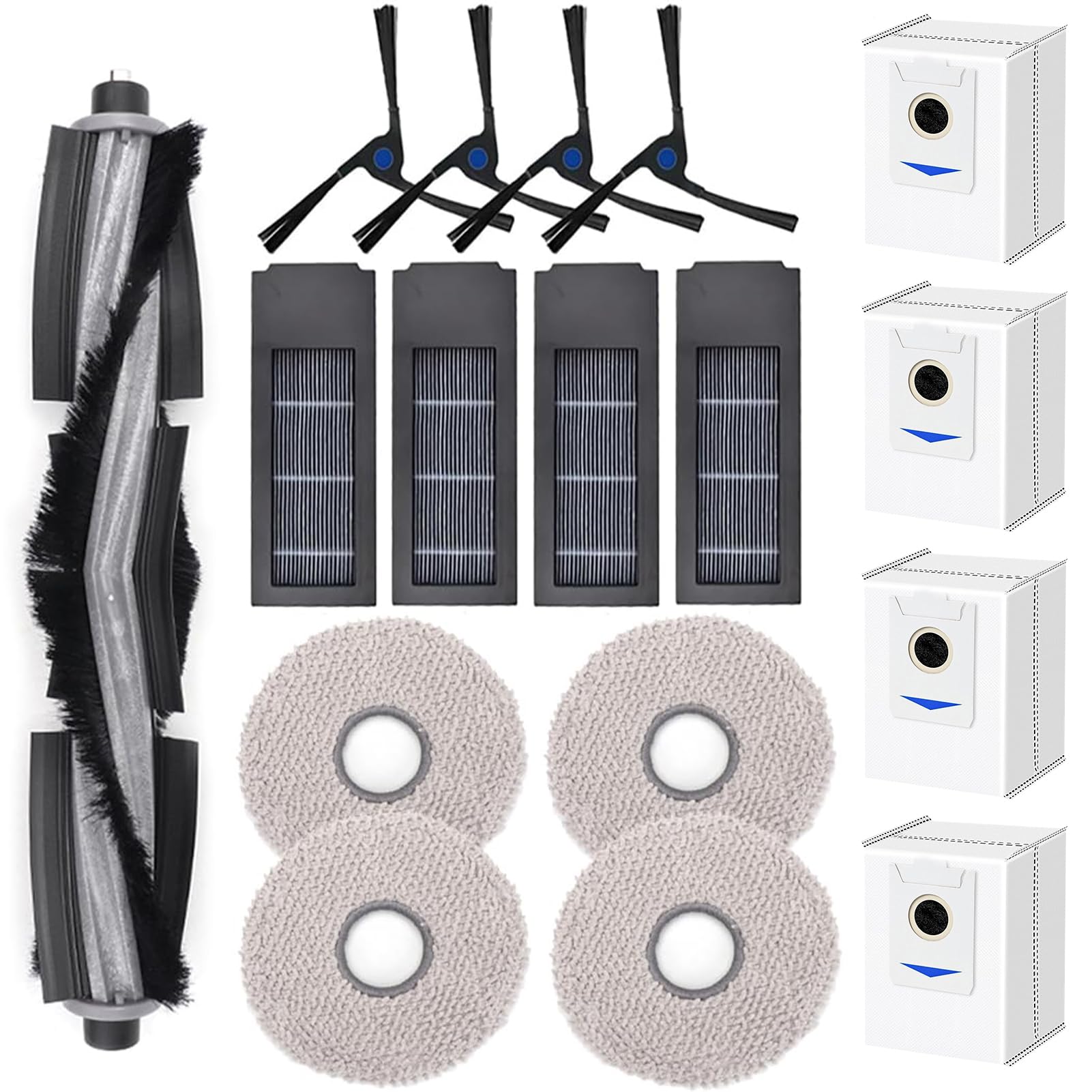 Confezione Da 17 Accessori Di Ricambio Per Aspirapolvere Ecovacs Deebot X2 X2 Omni X2 Pro Dex86 1 Spazzola Principale 4 Spazzole Laterali 4 Filtri Hepa 4 Sacchetti Per La Polvere E 4 Panni P 88911281