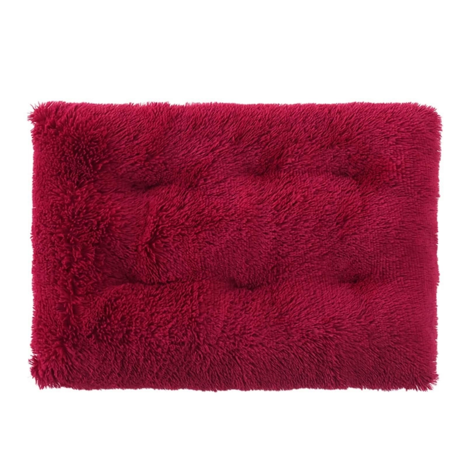 Mateju Plush Pet Bed Rectangle, Fluffy Pet Cushion Thick Warm Soft Plush Dog Cat Bed for Indoor Calming Puppy Kitten Petbed with Non Slip Bottom for Small Medium (Burgundy,XS 45x30cm)