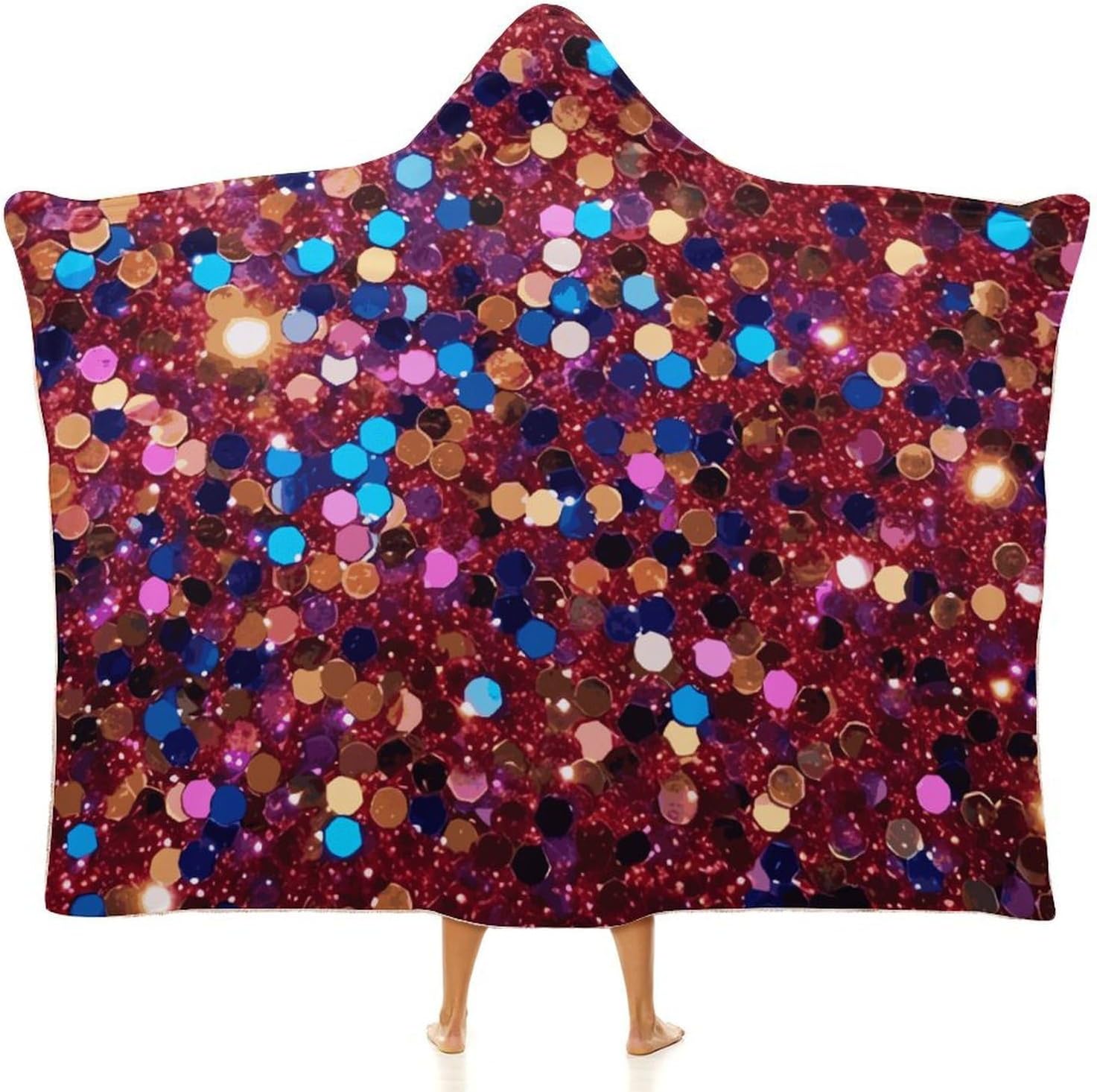 Glitter Pattern Hooded Blanket Cozy And Functional,Wearable Blanket Hoodie for Women Men,Blanket Poncho Presents50 x60