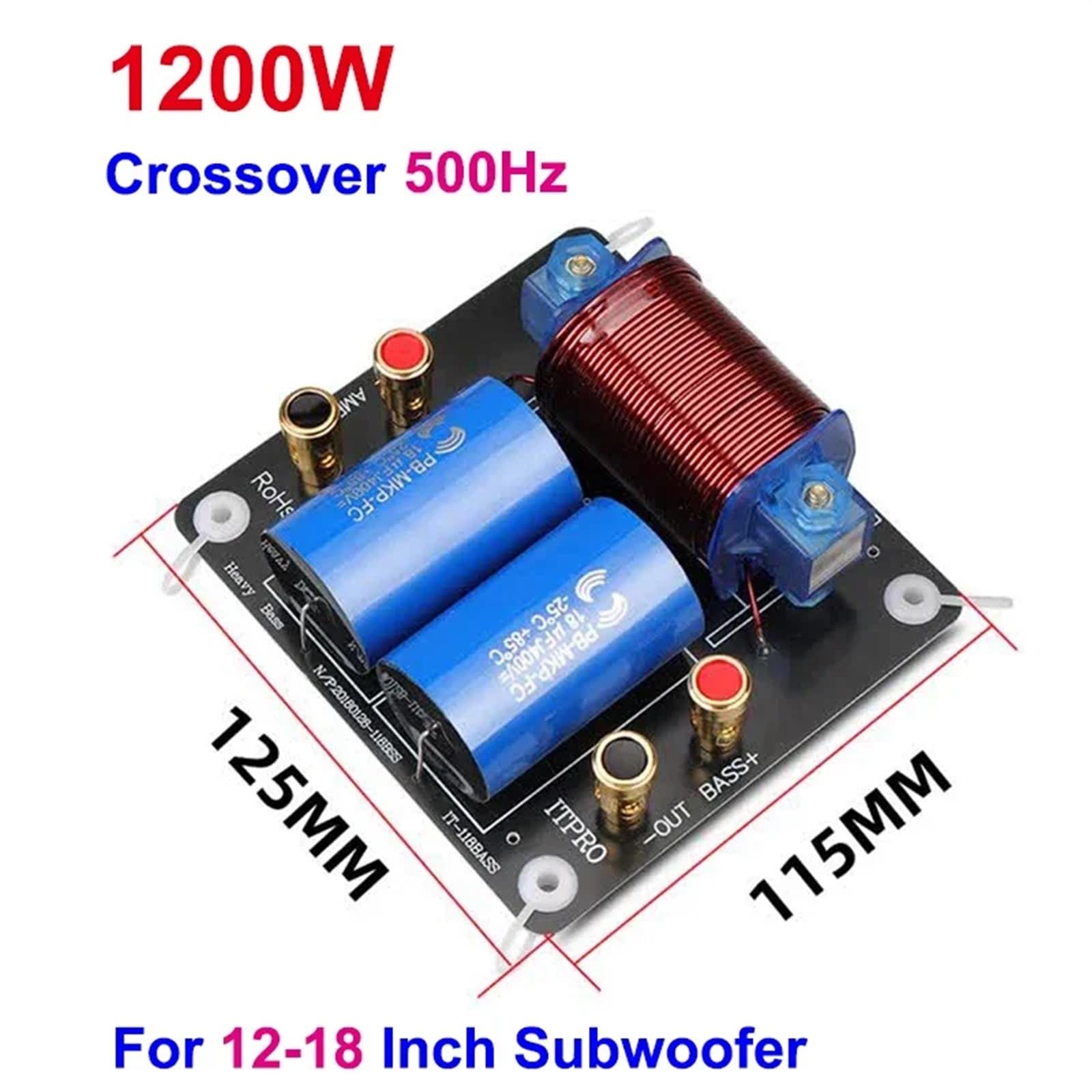 Doversky 1 PCS 1200W/2600W Heavy Bass Speaker 500Hz Subwoofer Frequency Divider HiFi Stereo DIY Audio Woofer Crossover Filter (Color : 1200W)