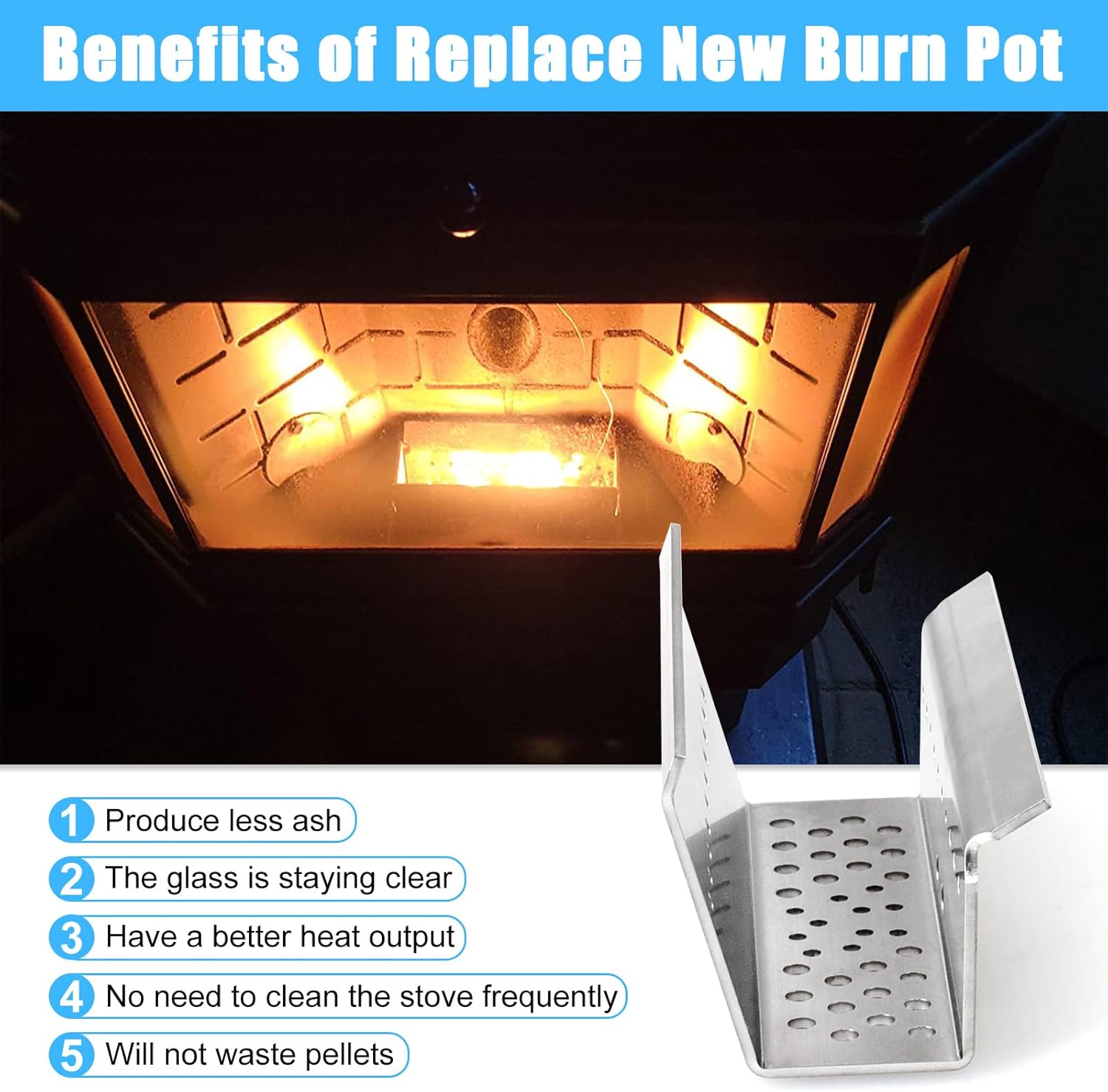 Adviace 50-474 Burn Pot Liner for Enviro EF3 & EF2 & Meridian & Windsor, VistaFlame VF100 & VF 100, Regency GF55 & GFI55 Pellet Stoves, Parts for Enviro EF2 Pellet Stove