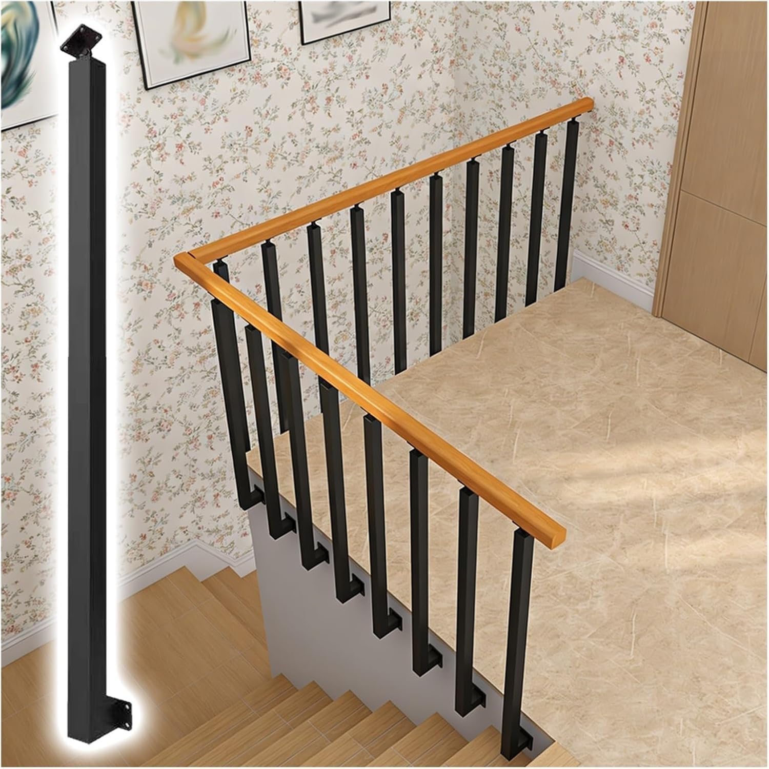 ir zestaw wrzeciona balustrady do schodów tarasowych do ogrodu - kwadratowe metalowe tralki ze śrubami i uchwytami (5 sztuk 100 cm/39 cali) - Outdoor ir Renovat tial