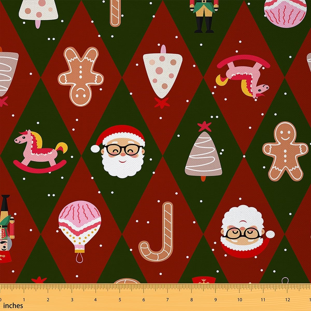 Feelyou Christmas Fabric by The Yard Snowflake Red Upholstery Fabric for Sewing Crafting Red Black Plaid Waterproof Indoor Outdoor Decor for Home DIY Projects Winter Snow 2 Yards