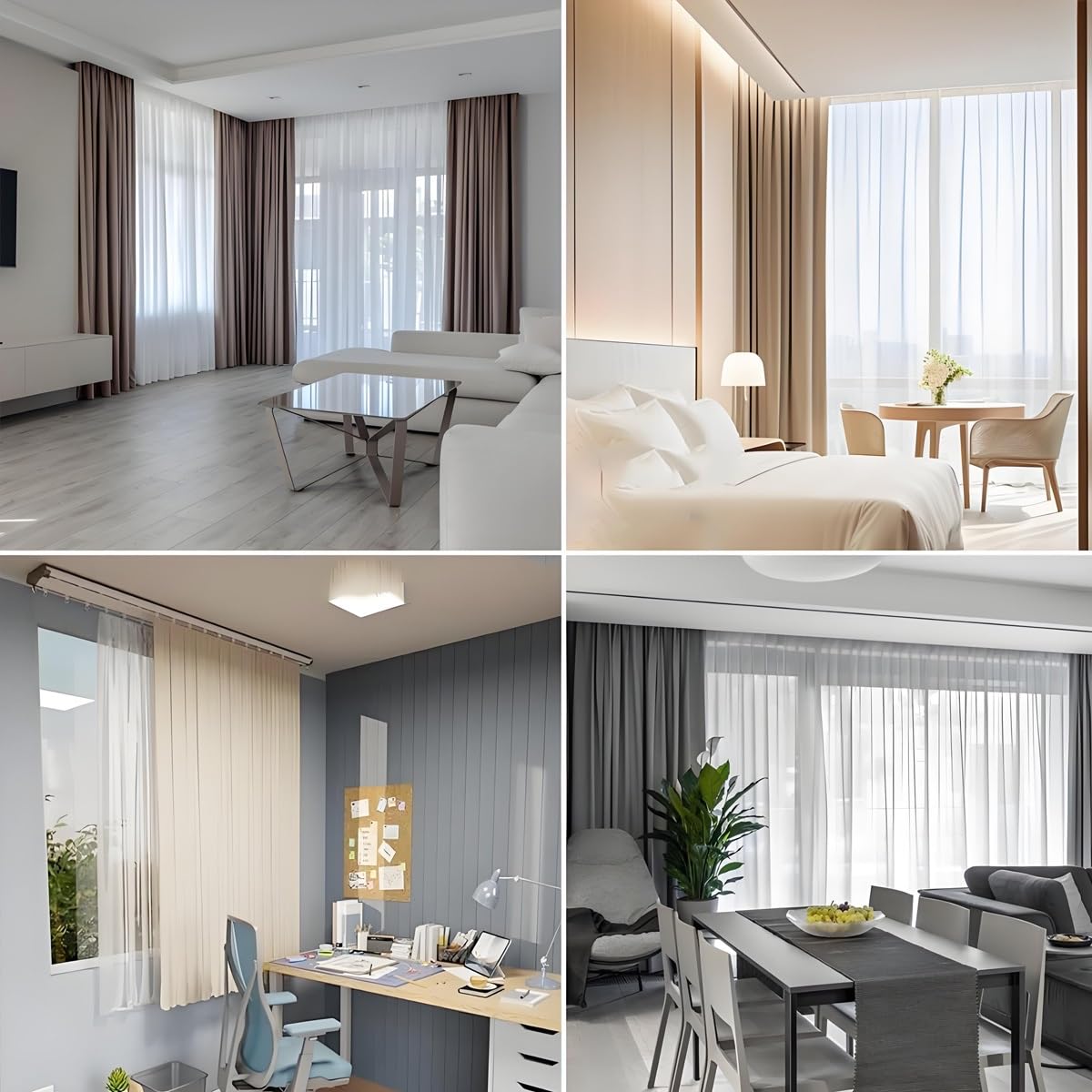 Doppelläufiges Vorhangschienen-Set – Aluminium-Deckenhalterung für Wohnzimmer & Schlafzimmer – 2-lagiges Schiebevorhängesystem (Grau 5,20 m) für Raumteiler 2,4 m 0,8 m 1,60 m
