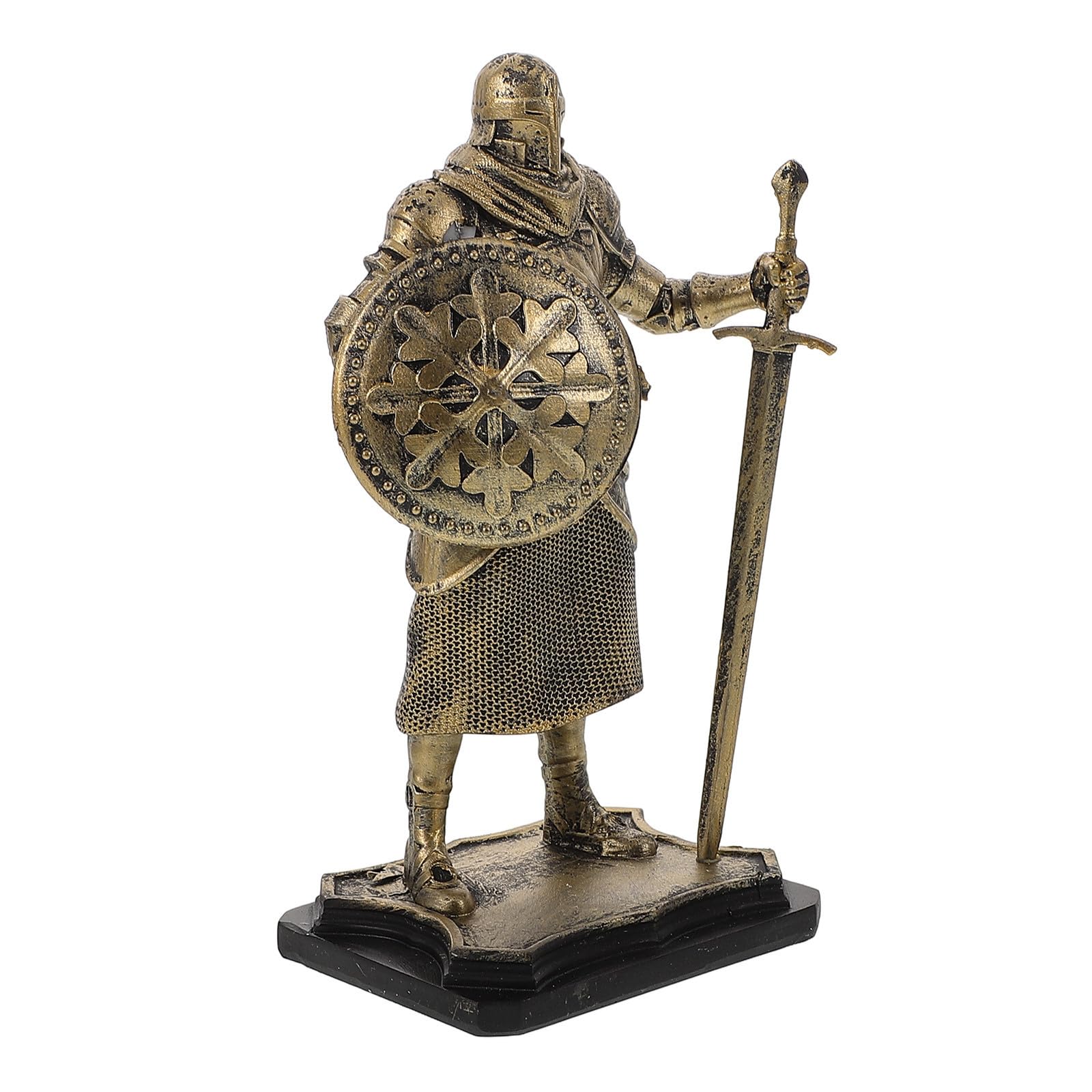 Cabilock 4 Piezas Estatua de Caballero de Resina Dorada, Figura Vintage