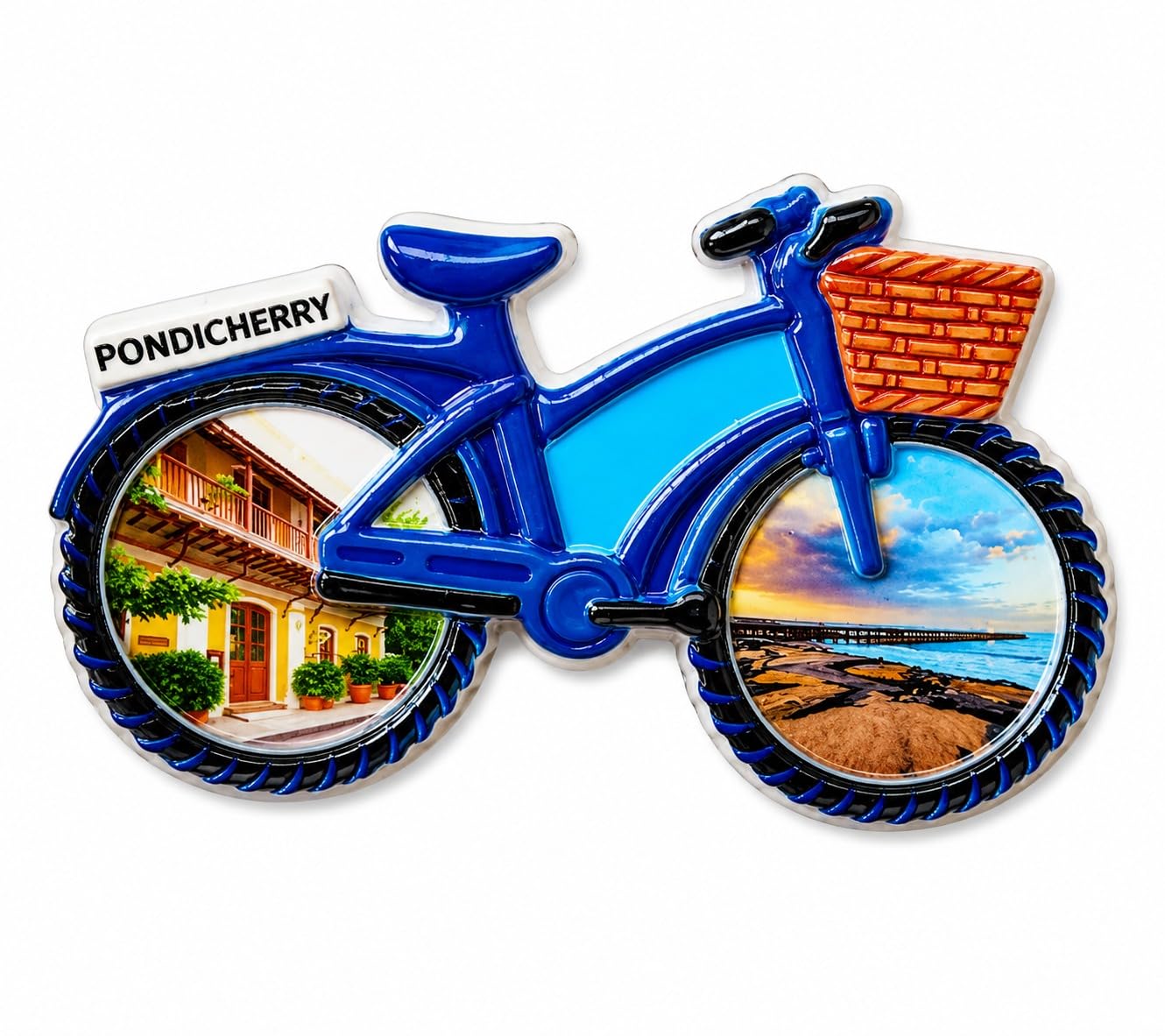 Pondicherry Bicycle Souvenir Fridge Magnet | 3D Resin Refrigerator Magnet | Blue Cycle Travel Memorabilia | Decorative Kitchen Magnet-image-22