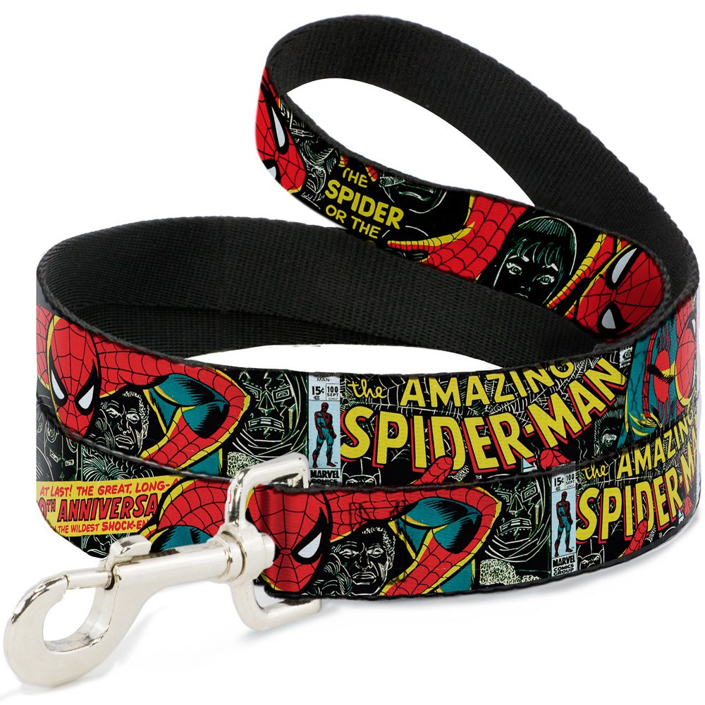 Marvel Comics Pet Leash, Dog Leash, The Amazing Spider Man 100th Anniversary Cover, 4 Feet Long 1.0 Inch Wide