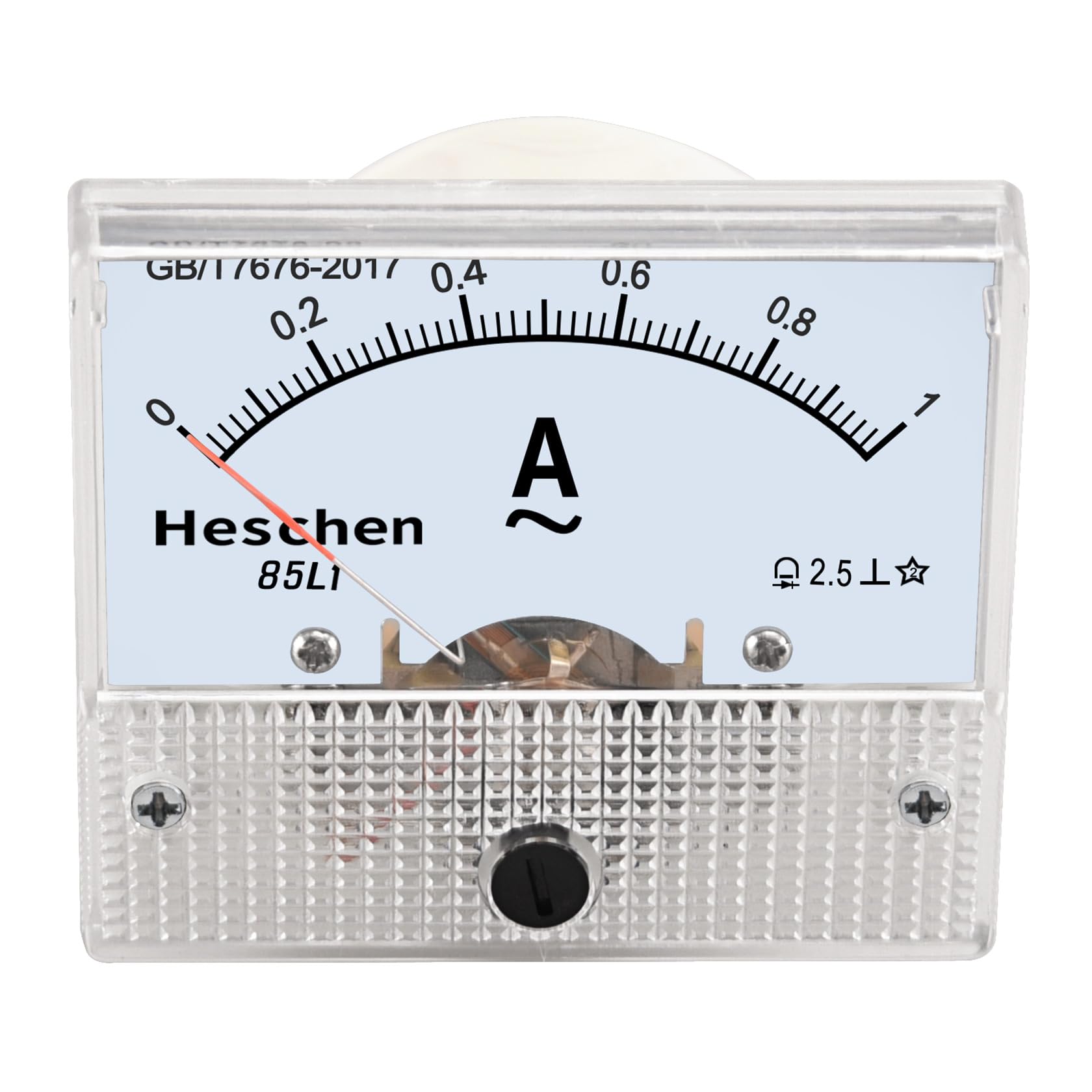 Heschen 85L1-1A - Tester amperometro rettangolare montato su pannello AC 0-1A Classe 2.5, bianco