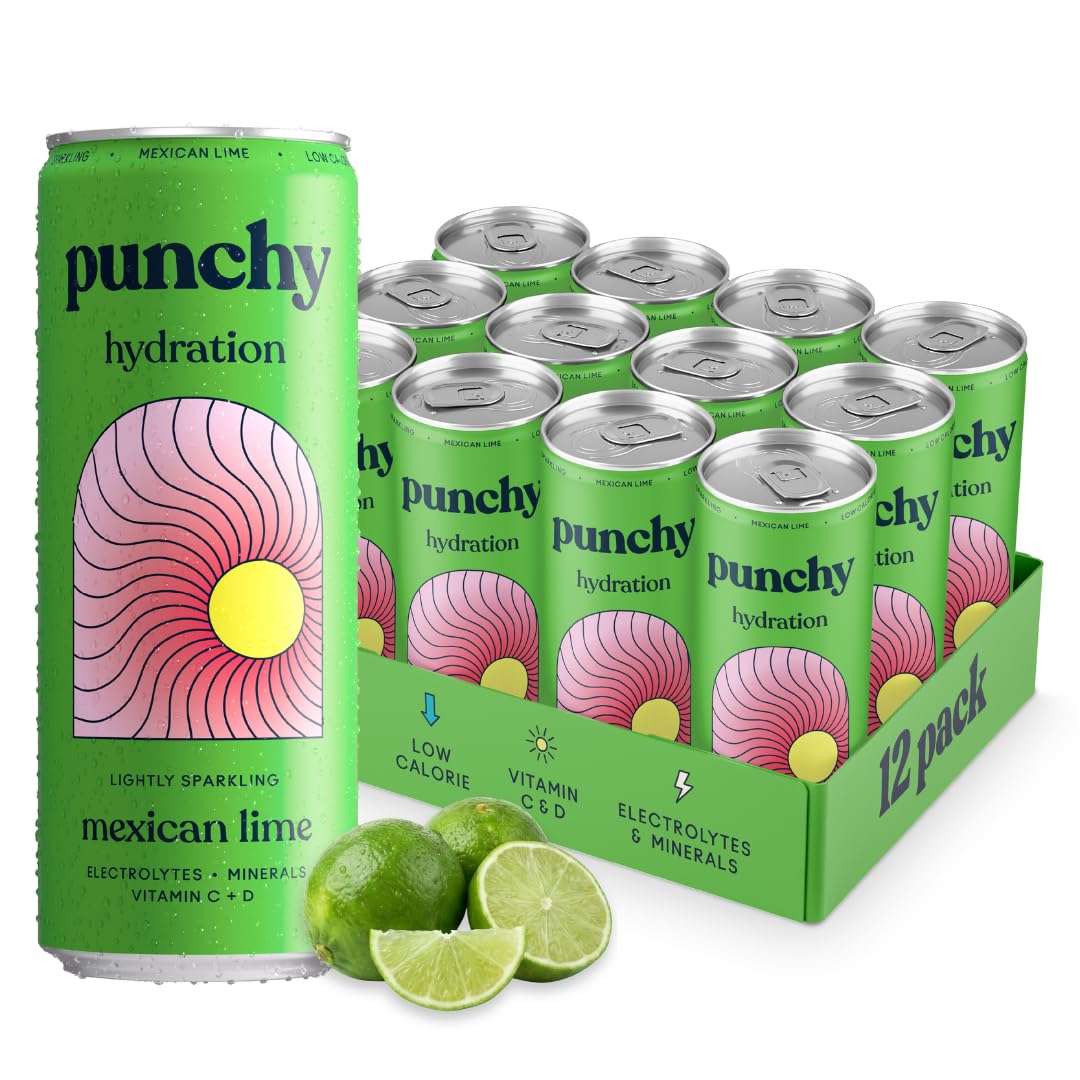 Punchy Drinks - Mexican Lime - Everyday Hydration, Essential Electrolytes, Minerals, Vitamins, Real Fruit, Supports Immunity, Caffeine Free, Aids Muscle Function, Low Calorie - 12 x 330ml