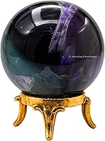 Vista 45 de Amazing Gemstone Bola de cristal de cuarzo transparente con soporte, bolas de meditación de esfera de cristal de 1.5 pulgadas para brujería y bolas