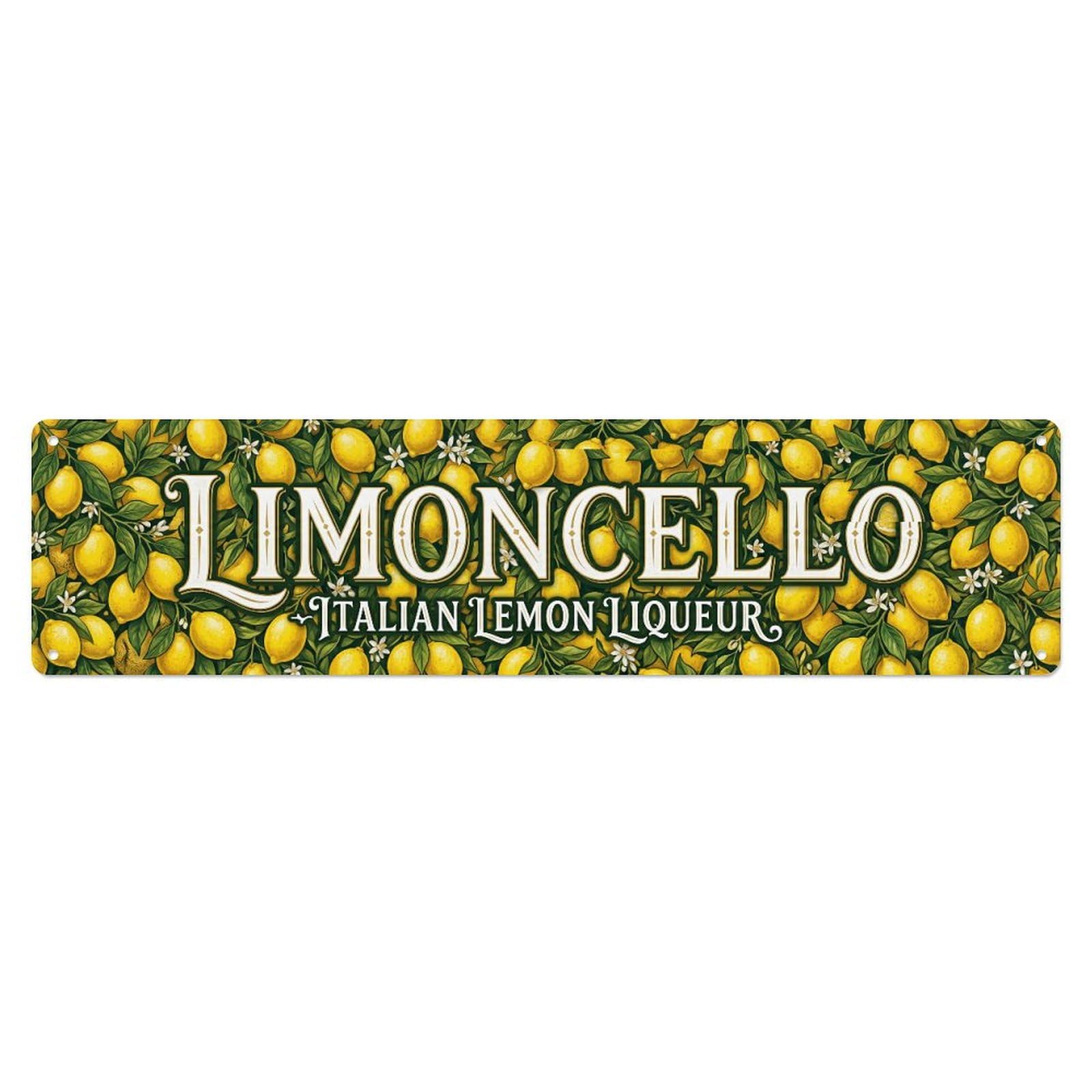 Limoncello Lemon Grove Italian Metal Tin Skinny Sign Plaque Wall Decor for Cafe, Club Bar, Office, Home Garden Metal Poster 4x16Inch