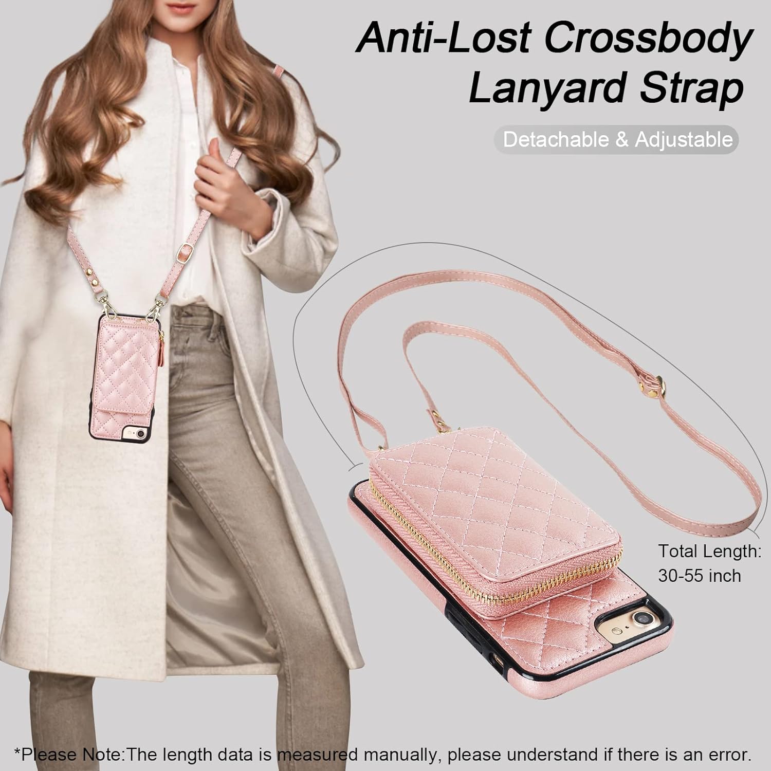 Bocasal A Stylish Crossbody Wallet Case for iPhone 7/8/SE3/SE2 + A Leather Lipstick Case Holder