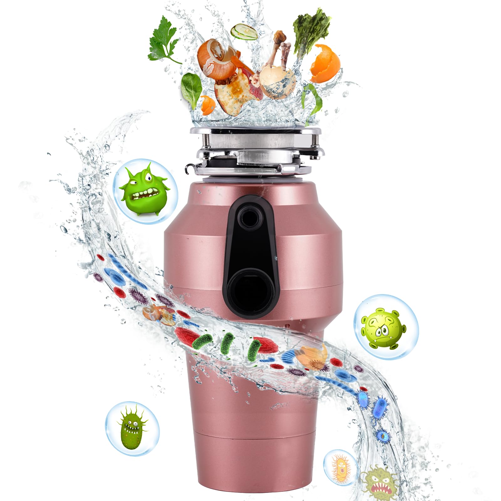 BAOSHISHAN Dispositivo di smaltimento dei rifiuti da Cucina, 560 W, capacità 1200 ml, con 2 interruttori, doppio strato, silenzioso, 220 V