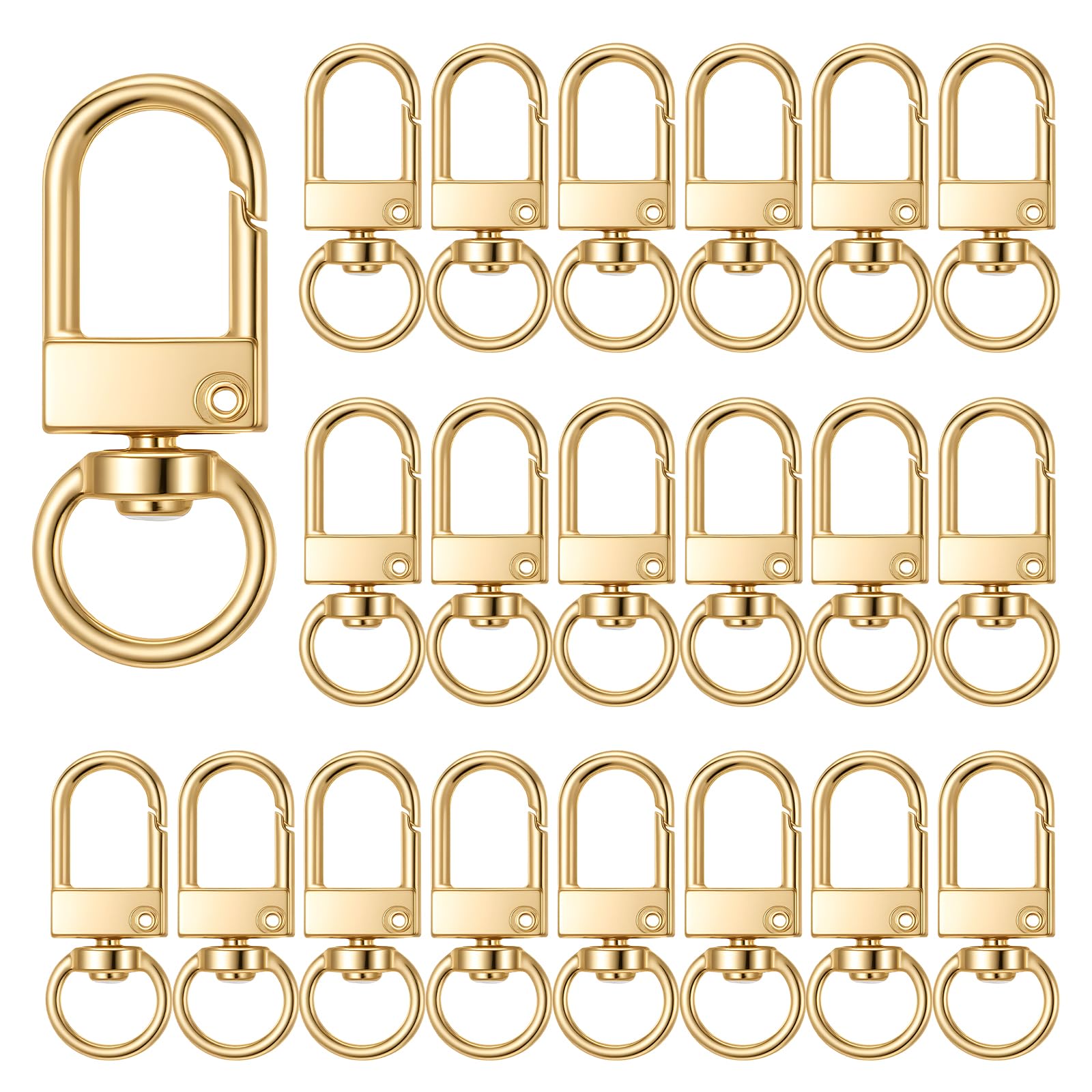 Photo 1 of 30 Pieces 360° Swivel Lanyard Snap Hooks Lobster Clasp, Gold Whirling Snap Hooks, 1.3 x 0.47 Inch Swivel Snaping Key Chain Clip Hook, Heavy Duty Metal Keychain Clip for Purse Bags DIY Accessories