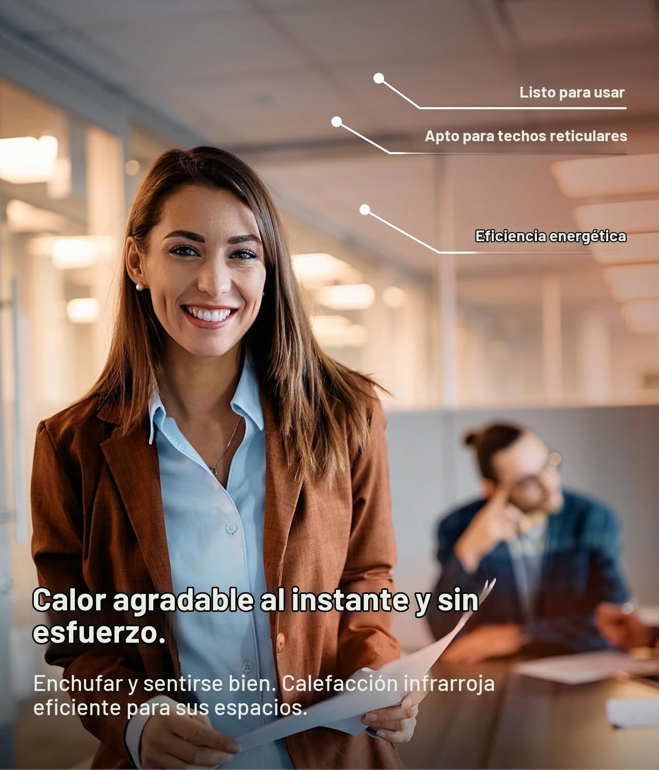 UMBRELLA® CF calefacción infrarroja de pared 60 × 60 cm 360 W con termostato inalámbrico TH20 – panel calefactor Carbon Crystal para pared, techo y techos modulares