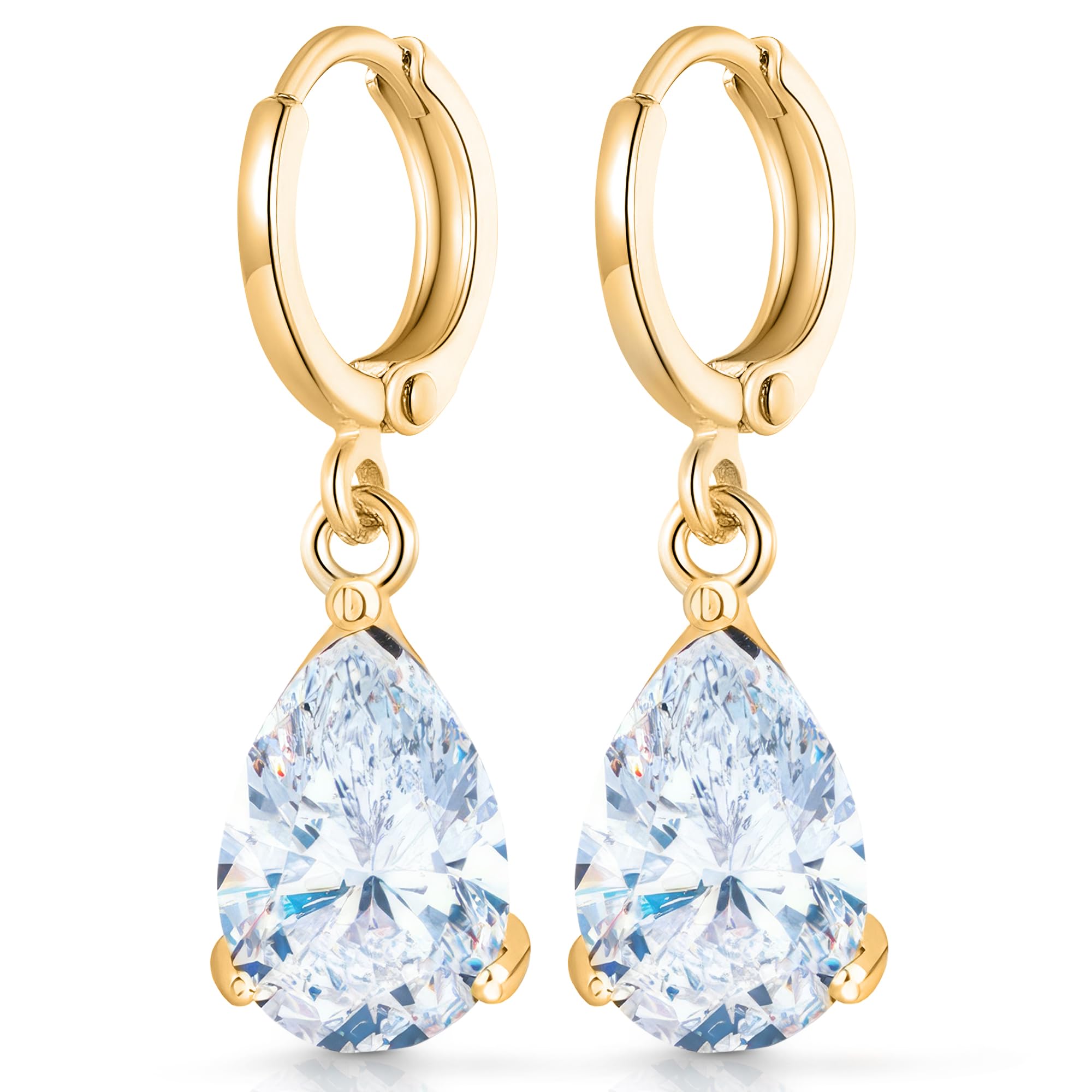 Crystalline Azuria Lágrima Pendientes colgantes con Caja 18ct Chapado en Oro Blanco con Zirconia Cristales para Mujeres y Niñas