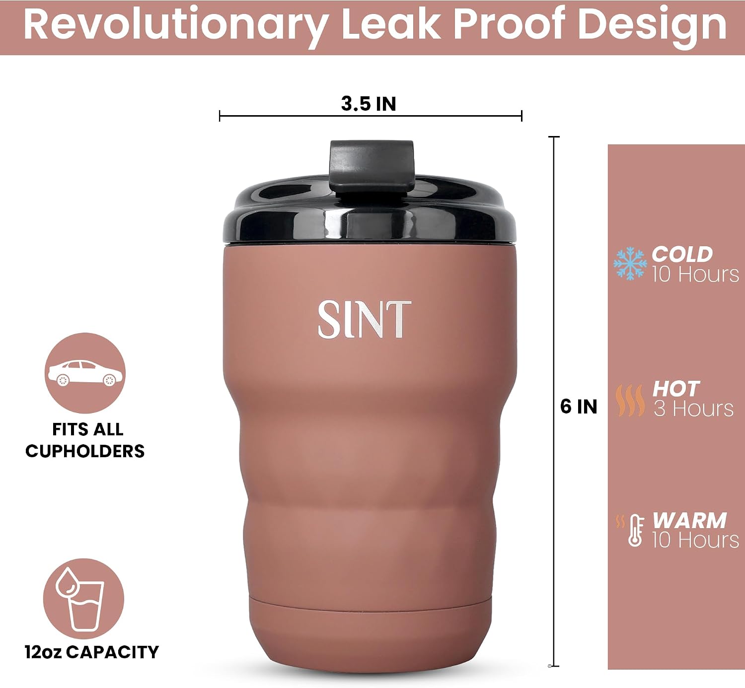 SINT Insulated Coffee Mug 12 oz, Insulated Coffee Cups with Flip Lid, Stainless Steel Coffee Mugs Spill Proof, Double Wall Vacuum Tumblers, Reusable To Go Mug for Hot/Ice Coffee Tea - Brown