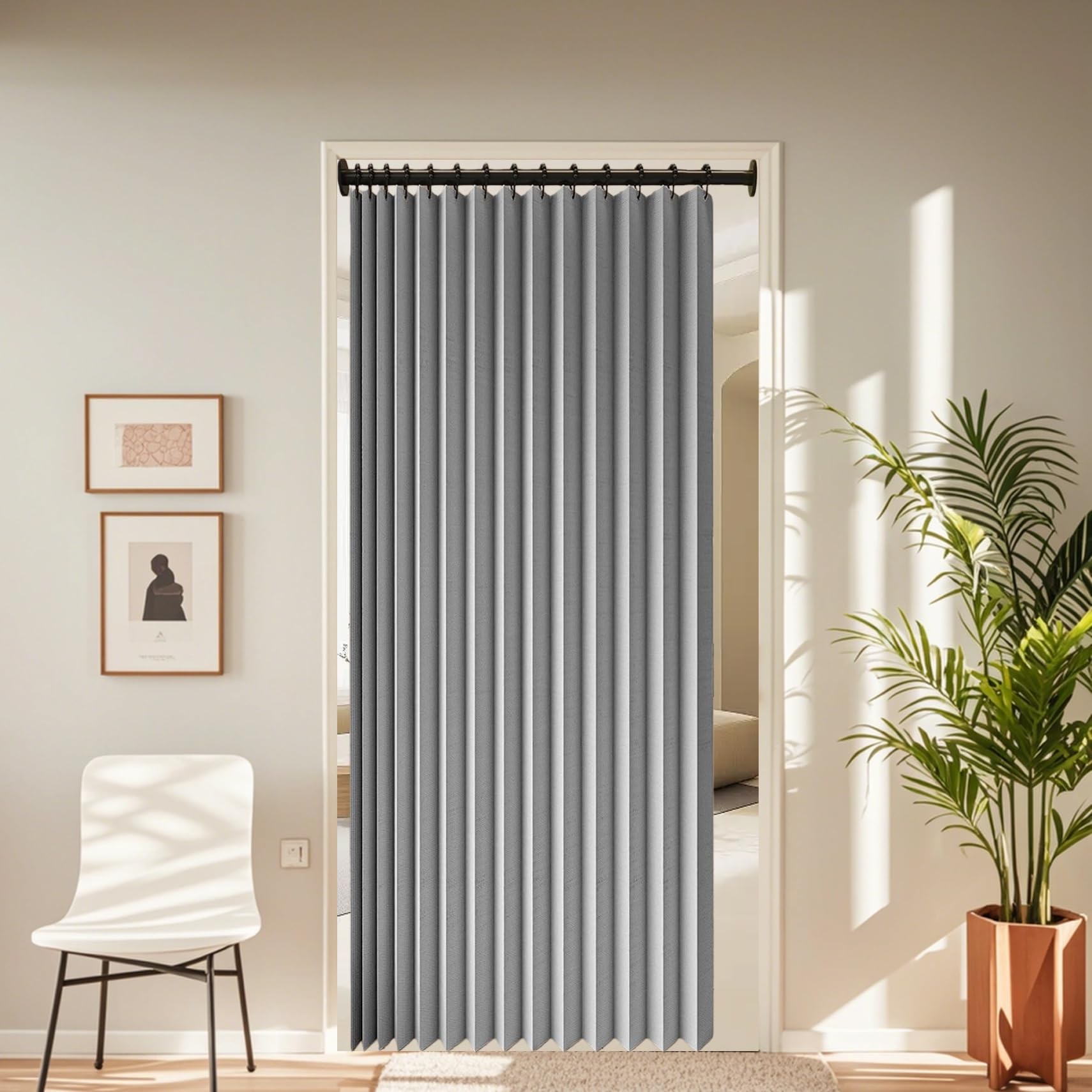 Rideau de porte pliant occultant pour séparer salon et cuisine