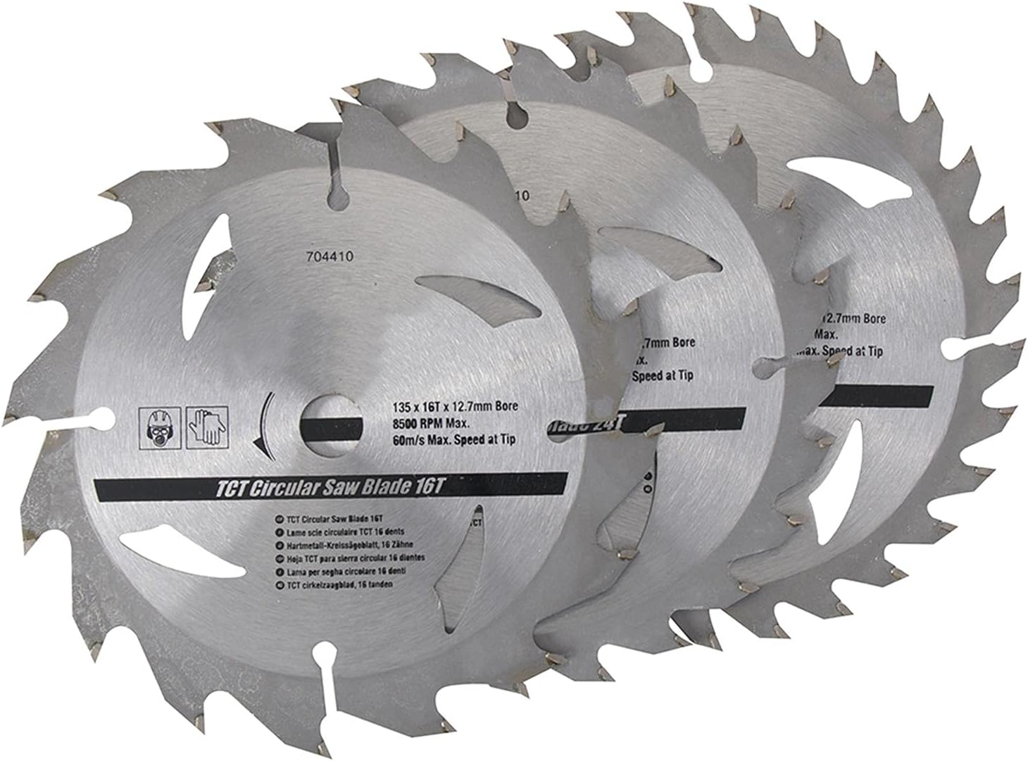 Dapetz 3 New TCT Circular Saw Blade 135mm Diameter 12.7mm Bore 10mm Ring Mitre Chop 1/2