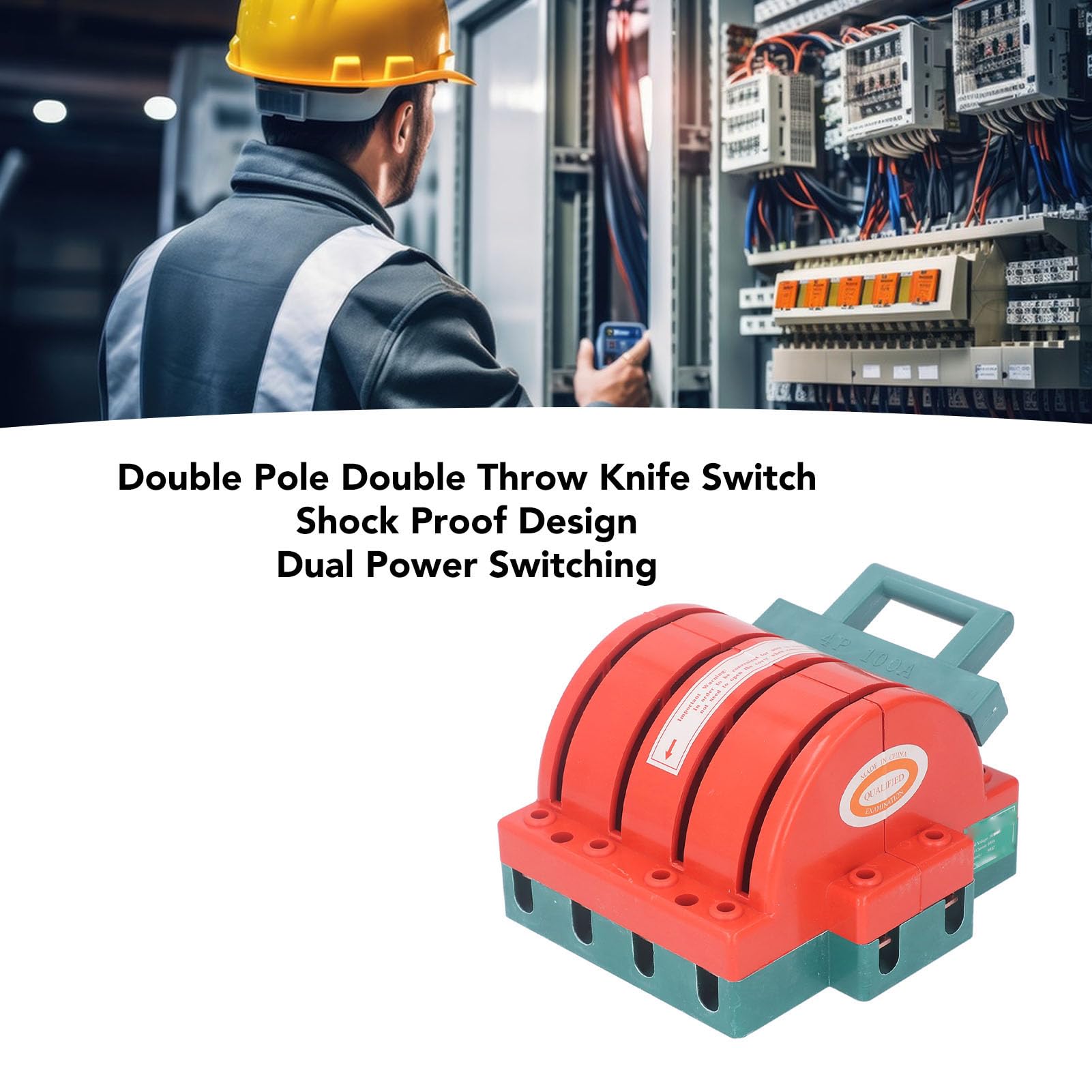 Disconnect Knife Switch,4P AC380V 100A Double Pole Double Throw Electrical Disconnect Knife Switch 6.1 x 4.7 x 1.7in Safety Disconnector Semicircular Switch for Home Appliances