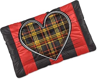 Heart-Design-Graphic Warm Dog Bed Mat, Dog Crate Pad for Small Dogs, Machine Washable Portable and Soft Pet Bed Mat, Anti-Slip 24 x 18 inch