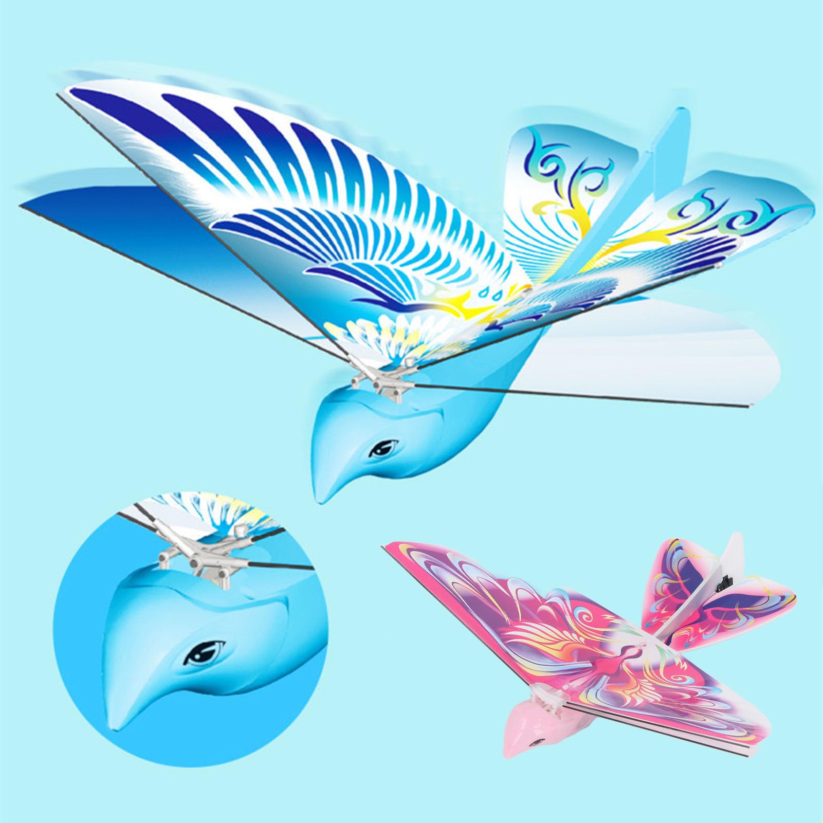Juguete de Pájaro Volador RC, Control Remoto de 2,4 GHz, Alas Batientes Biónicas EPP con Luces LED, para Simulación de Vuelo en Interiores y Exteriores (#2)