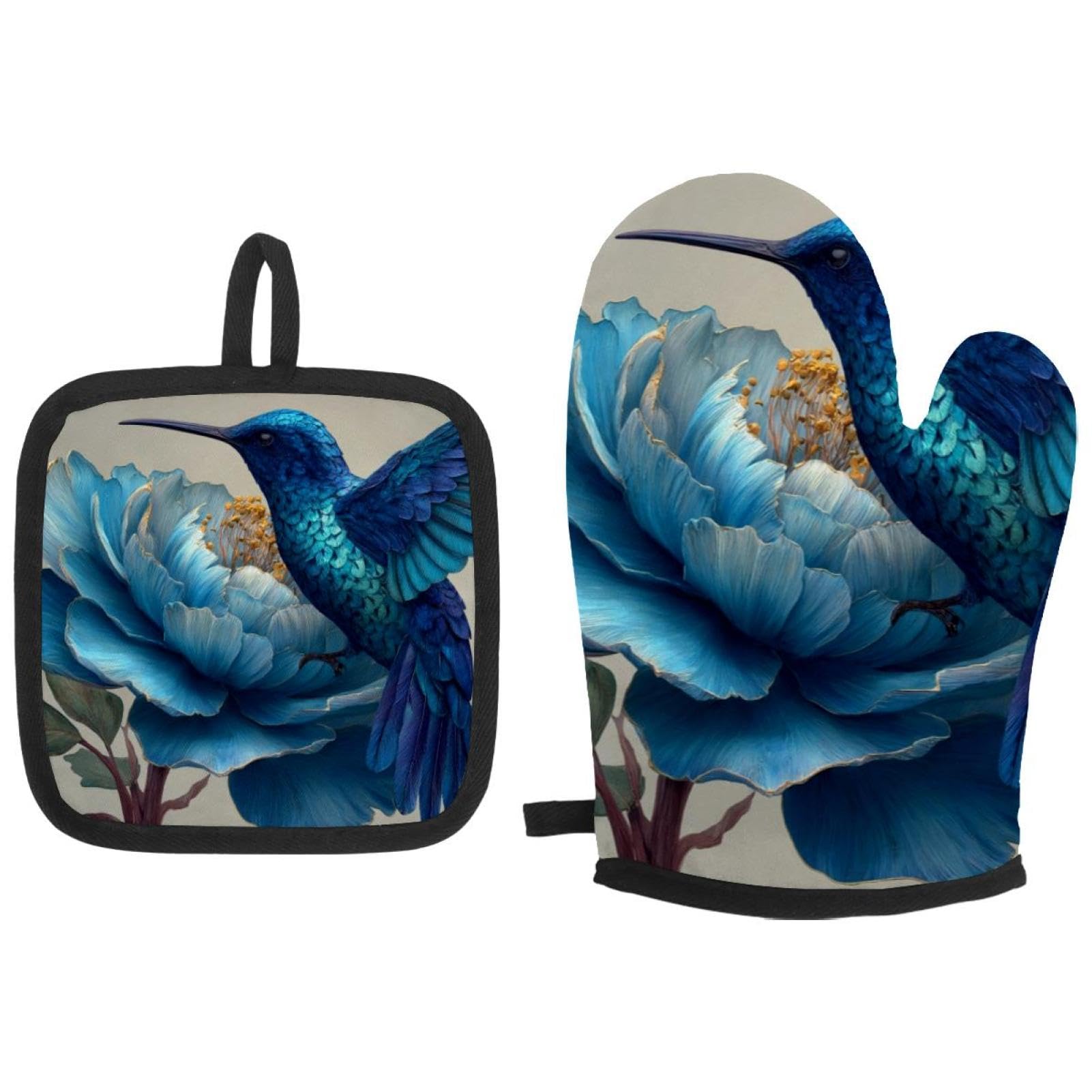 Gants de cuisine et maniques colibri bleu pour réussir toutes vos cuissons au four