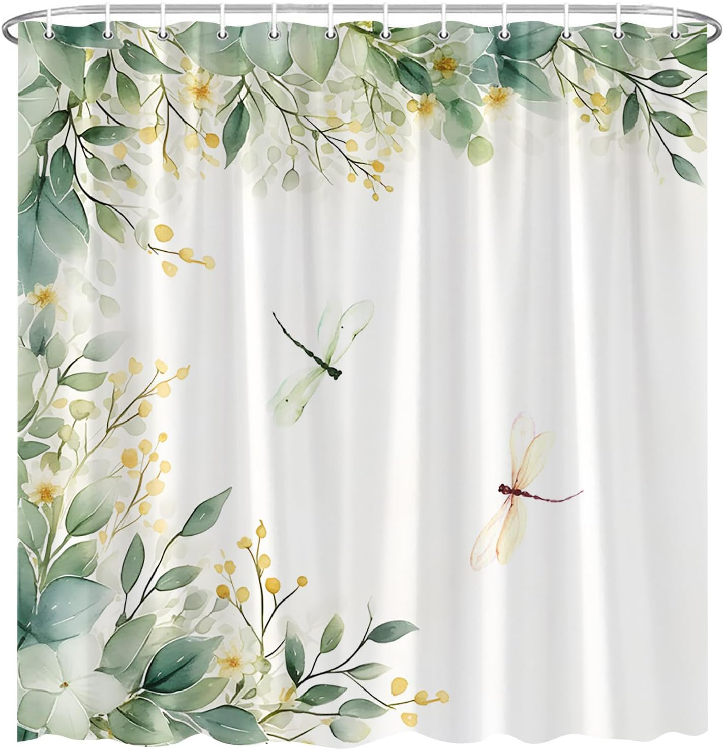 UAEAEX Sage Green Leaf Shower Curtain Watercolor Plant