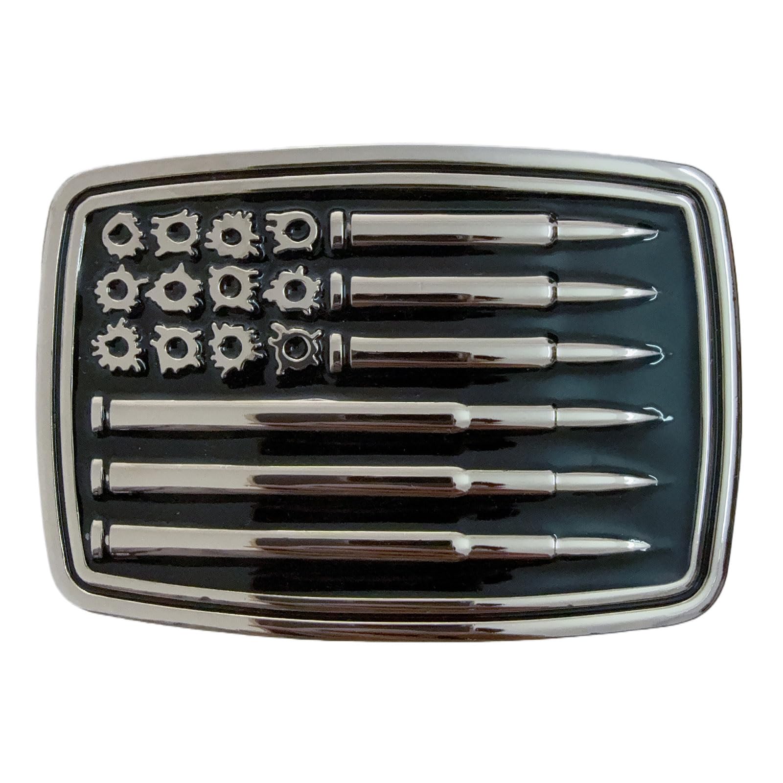 Western Belt Buckles for Men Cowboy Belt Buckle American Bullet Flag Belt Buckles Men Silver
