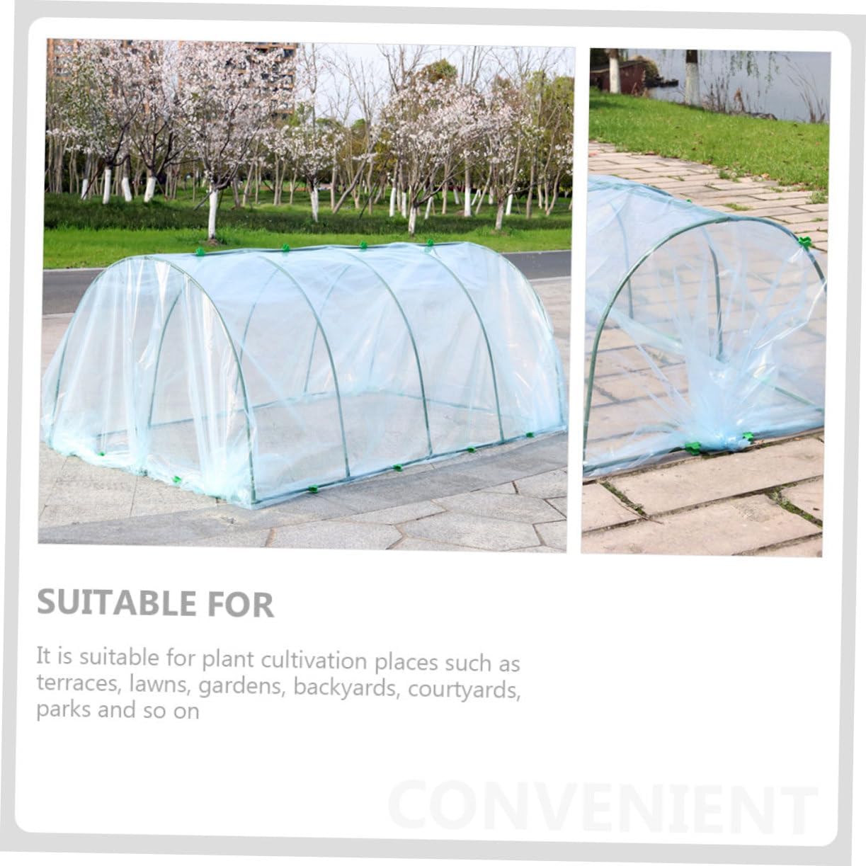 1set Flower Greenhouse Plant Covers with Bracket Transparent Plastic Shelter for Outdoor Plants Easy to Install for Warmth and