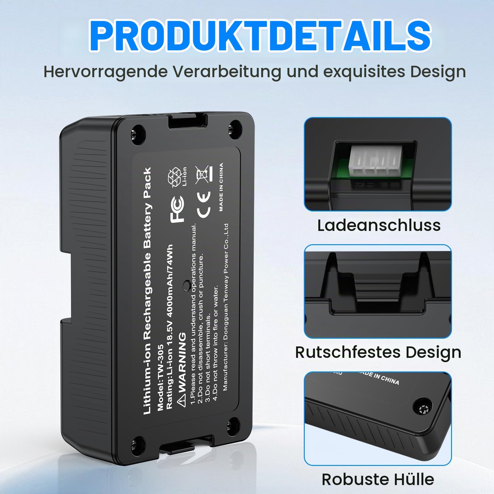 4000mAh Li-ion Akku für Husqvarna Automower 520 | Kompatibel mit Automower 115H/305/310/315/315X (2020), für Gardena sileno minimo 250, für Gardena Sileno City/Life, Garden Rasenroboter-Akku
