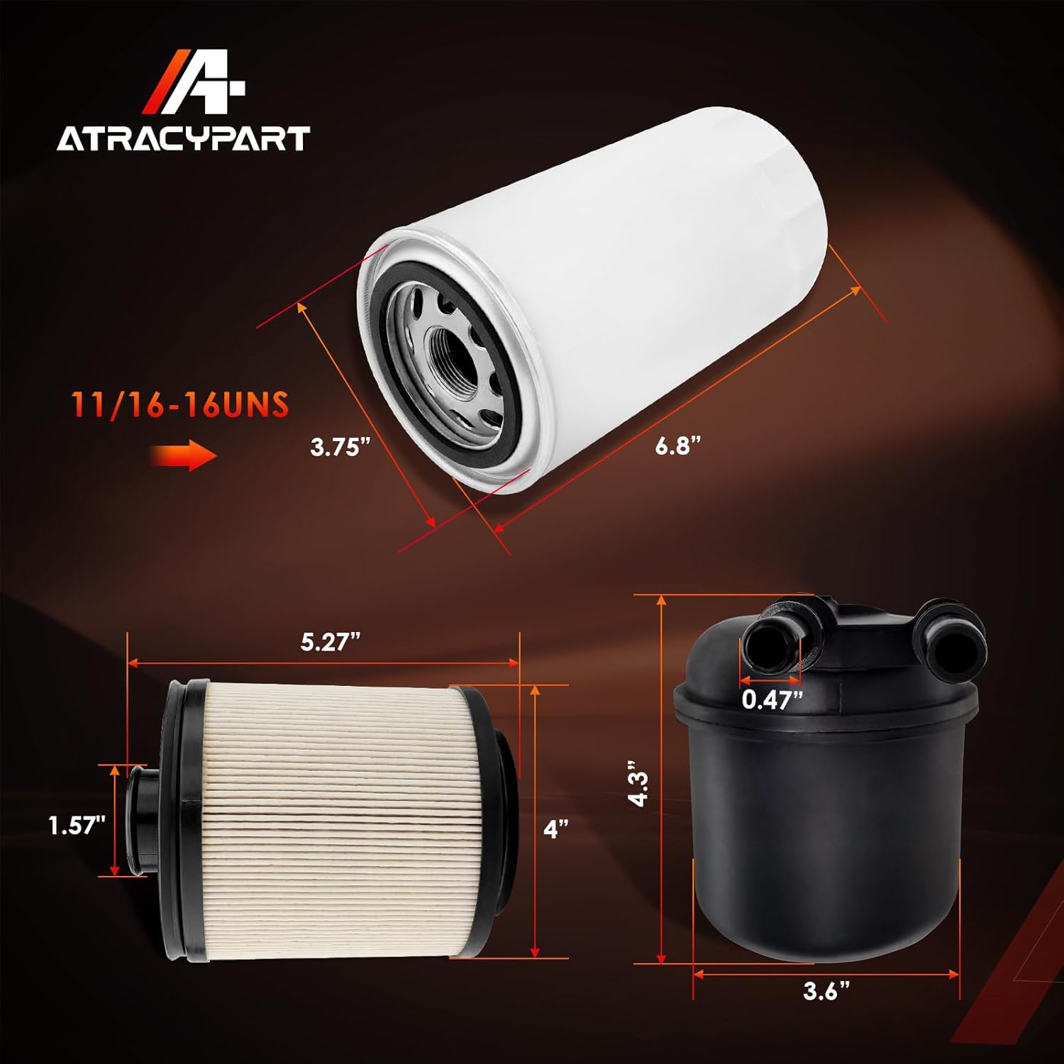 ATRACYPART Diesel Fuel Filter & FL2051S Oil Filter Replacement For 2011-2016 Ford F250 F350 F450 F550 F650 F750 6.7 Powerstroke V8 Diesel Engines Replaces# BC3Z-9N184-B, BC3Z-6731-B