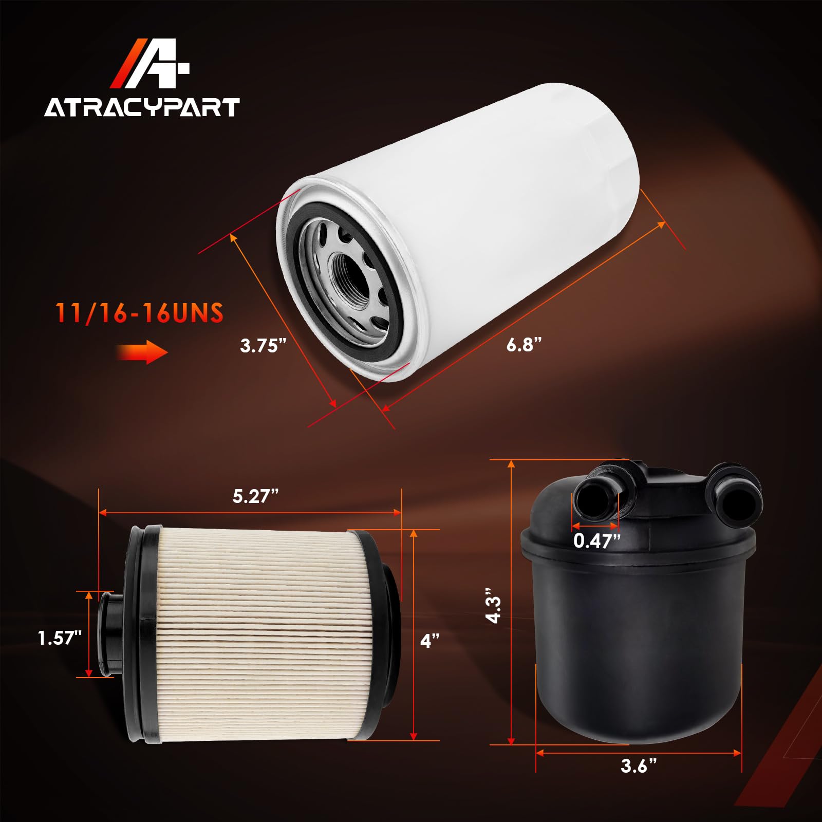 ATRACYPART Filtro de combustible diésel y filtro de aceite FL2051S │ Repuesto para motores diésel Ford F250 F350 F450 F550 F650 F750 6.7 Powerstroke V8 2011-2016 │Reemplaza # BC3Z-9N184-B, BC3Z-6731-B
