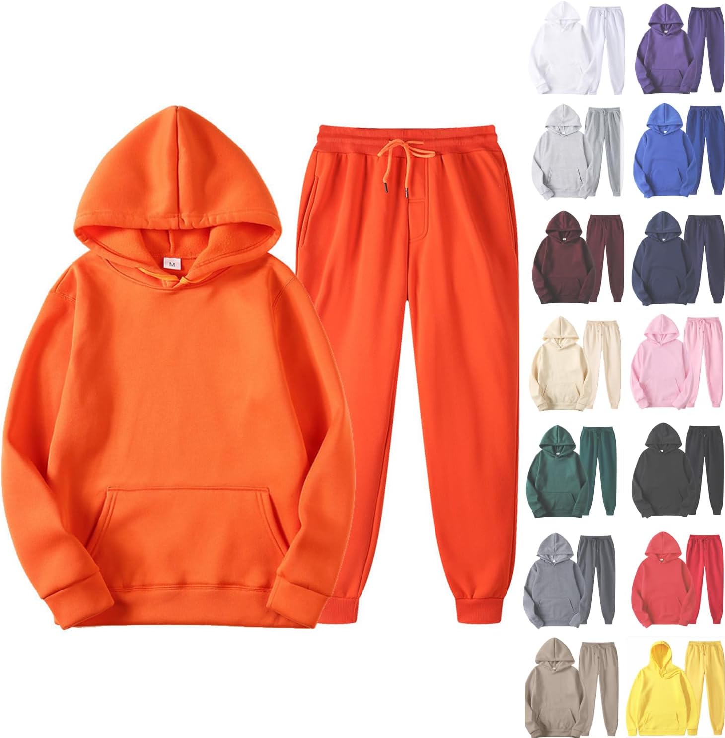 NOZEM Leisure Sport TwoPiece Sweatsuit Hoodie Set，Unisex Running