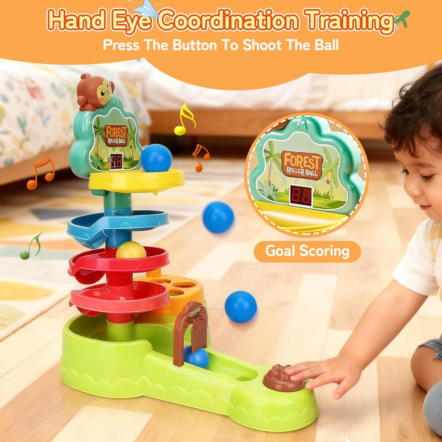 Montessori Ball Drop Toys for Kids, Ball Tracker Toys for Toddlers, Pound a Ball Toys for Toddlers, Shoot Balls Toys for Motor Skills Developmental, Girl Boy Birthday Gift