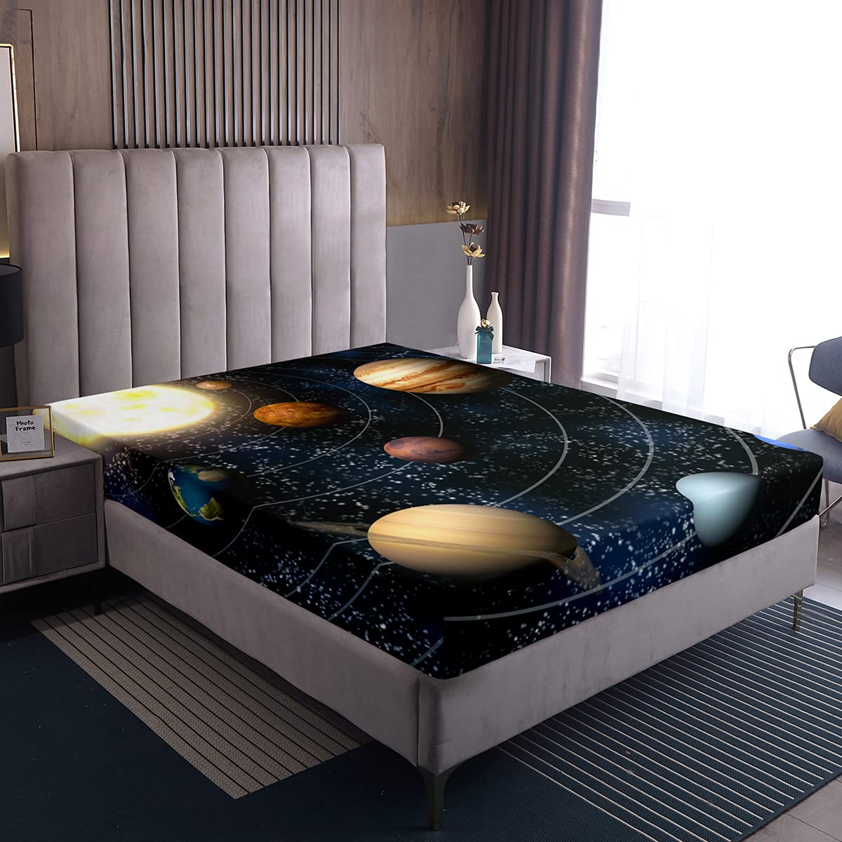 Homewish Bettwäsche-Set, Universum Sternenhimmel Spannbettlaken, 1x90x200x30 cm, Mikrofaser, Muster 7, Galaxis, Unisex, Modern, Atmungsaktiv, Langlebig, Maschinenwäsche, 1 Stück
