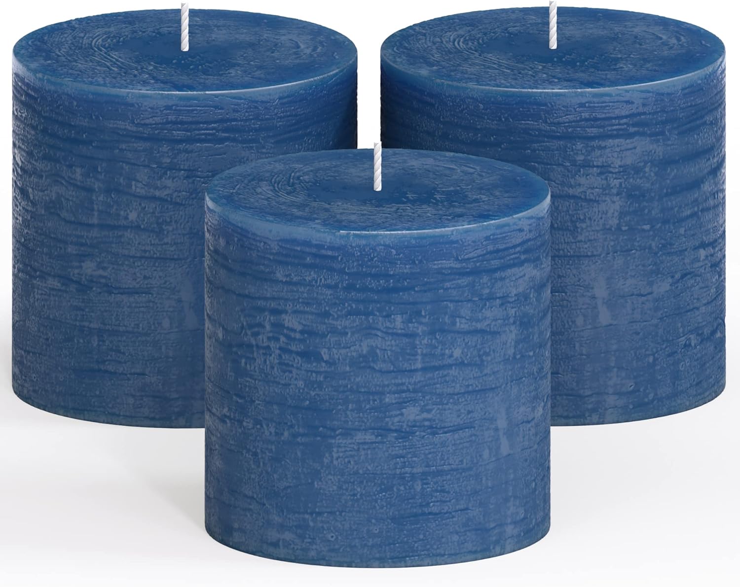 CANDWAX 3x3 Pillar Candle Set of 3 Decorative Rustic Candles Unscented and No Drip