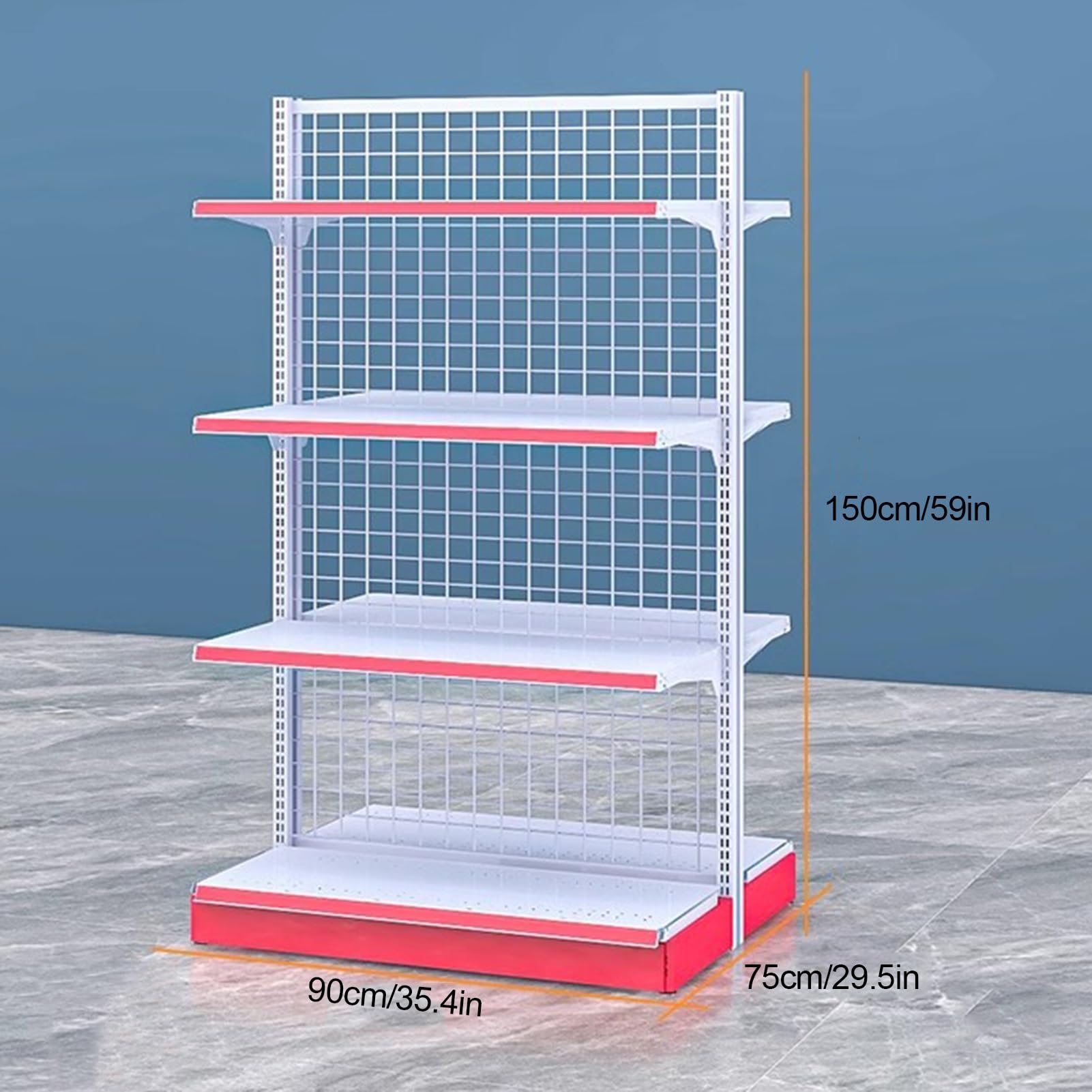 Doppelseitiges, 4-Stöckiges Verkaufsregal, Platzsparendes Regalsystem Für Optimale Warenpräsentation Im Geschäft. Weiß, Höhe 150 cm (59 Zoll), 4 Stück