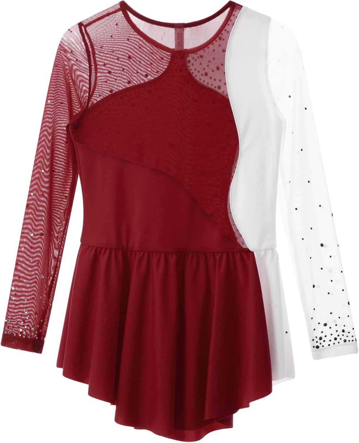 Kids Girls Figure Skating Outfit Long Sleeve Dance Dress with Ice Skate Footed Tights Cover The Boots