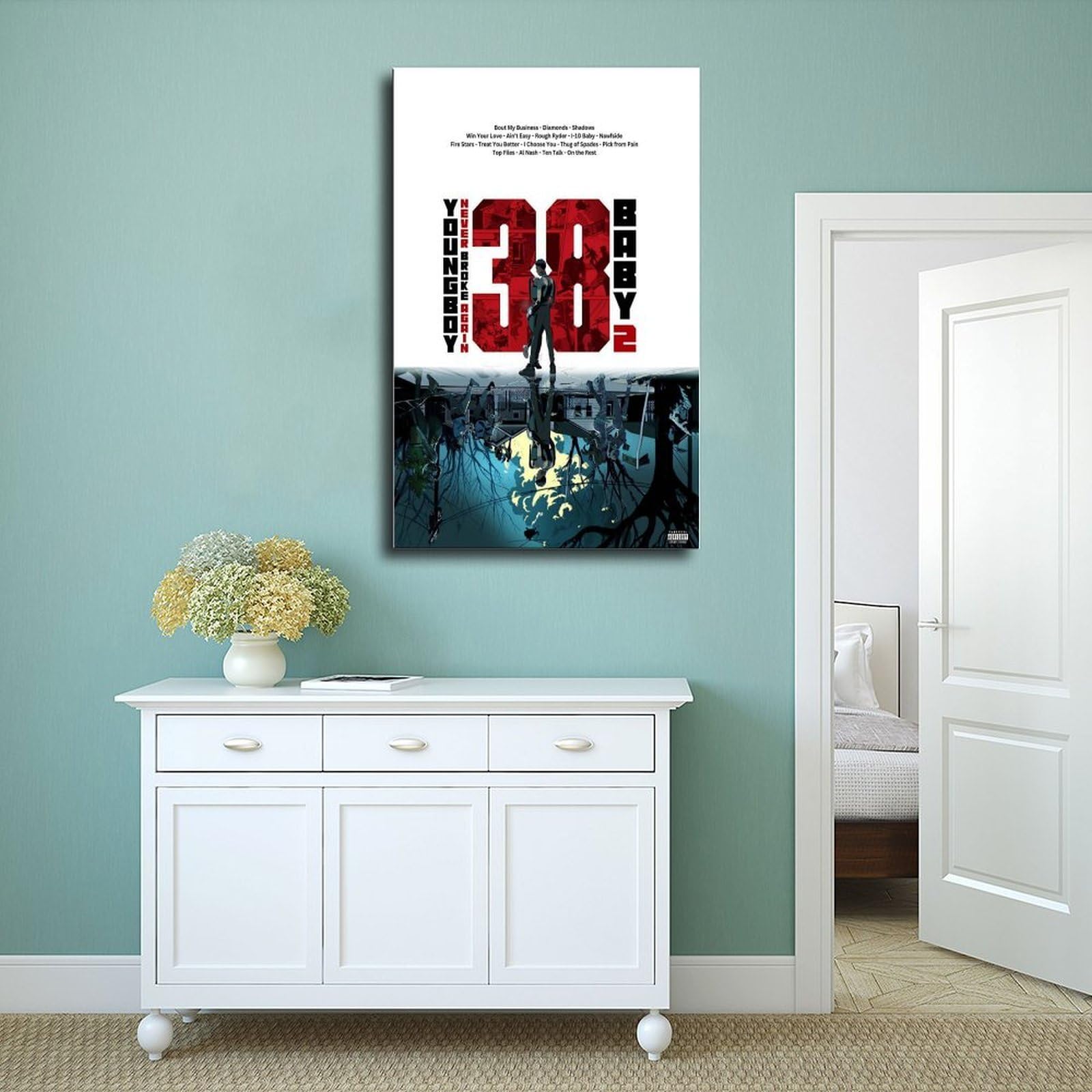 PUOGRD YoungBoy - Poster con download digitale, 38 album Baby 2, copertina di album musicali, decorazione da parete, decorazione per ufficio