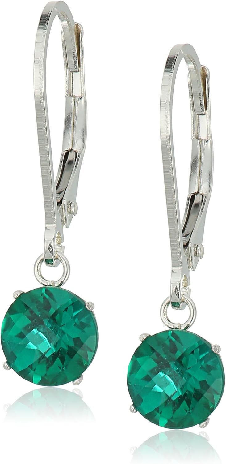 Tienda Collection 925 Sterling Silver 6mm Round Gemstone Dangle Earrings for Women with Leverbacks