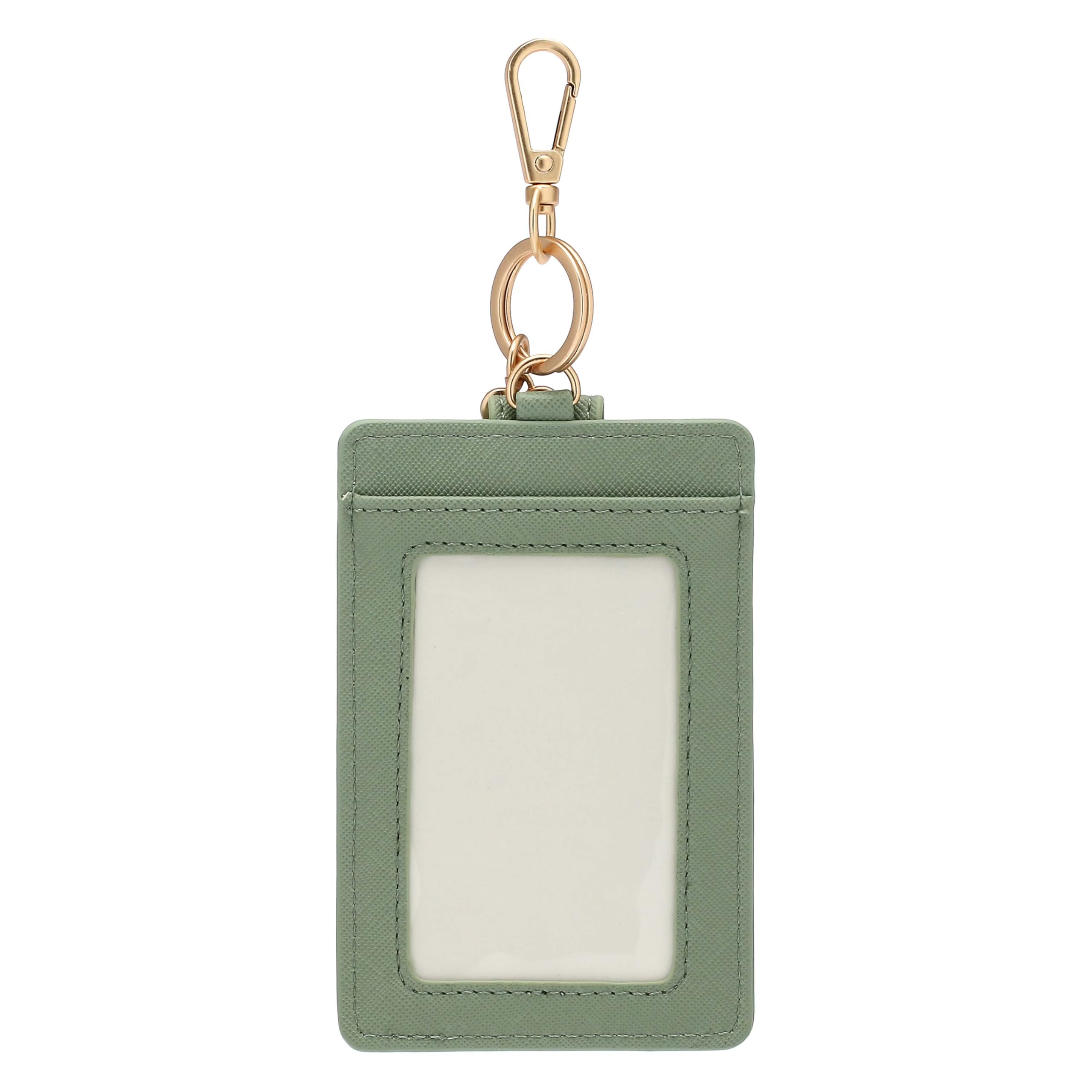 THUN - Porta carte con gancio, verde - ecopelle - Collezione Sempre con me - 7.5 x 11 cm