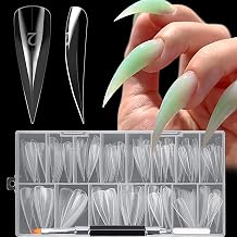 Furpretty Cat Claw Nail Foam Kit, 150 Pcs Long Claw Dual Foam Polygel, Reusable Eagle Claw Nail Extension Mold with Nail Brush, Halloween Stiletto Nail Tips for Professional Manicure Salon