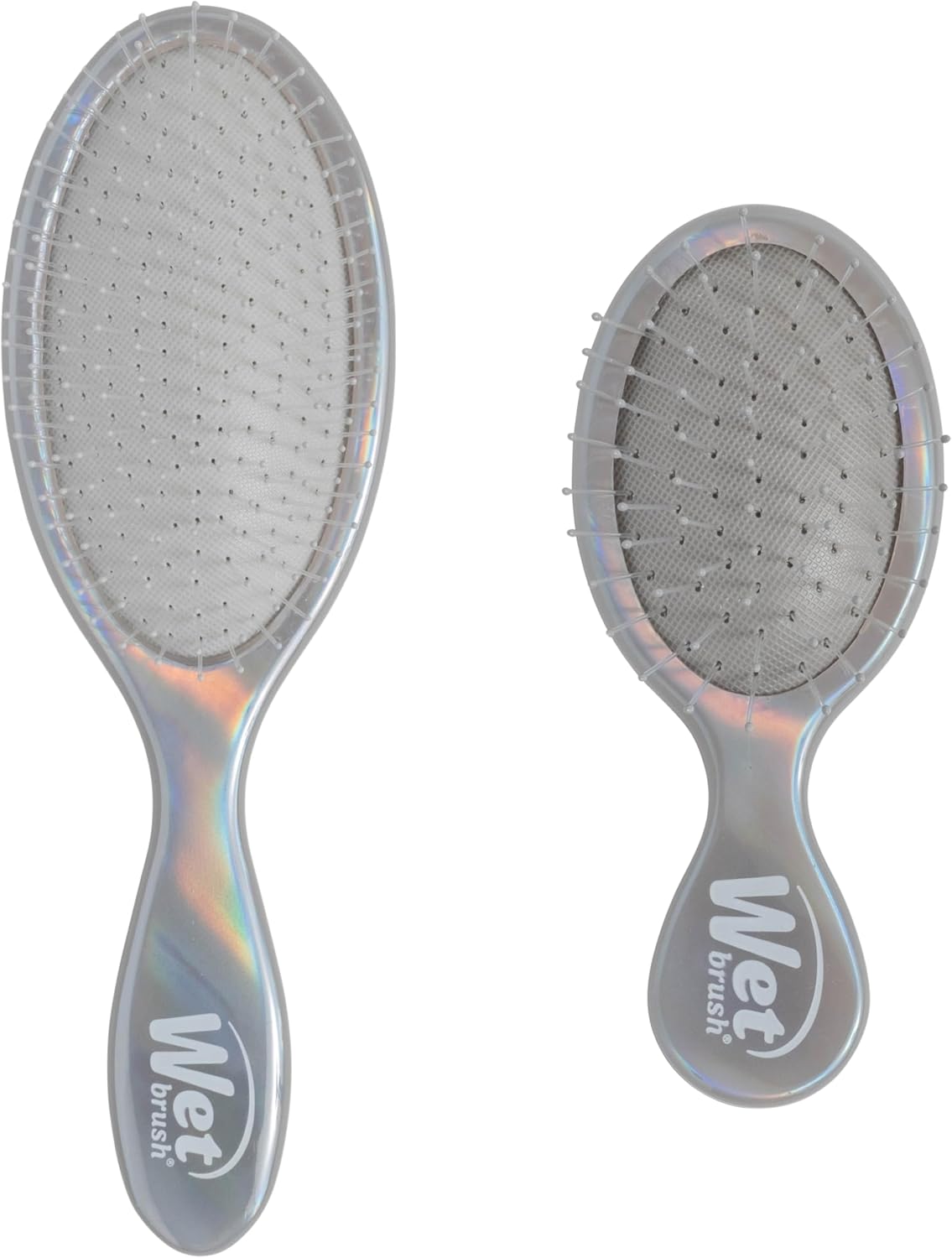 Wet Brush Detangler Bundle - Original + Mini, Chrome (Iridescence Icon, Limited Edition) - Ultra-Soft IntelliFlex Bristles, Pain-Free Detangling for All Hair Types (Wet & Dry), Women & Men