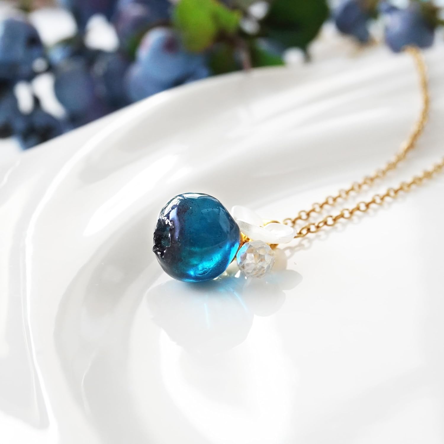 Handmade Blueberry Strawberry- Cute Fruit - Shaped Pendant Necklace - Exquisitely cute, perfect choice for nature lovers. hypoallergenic stainless steel.birthday gift for women.