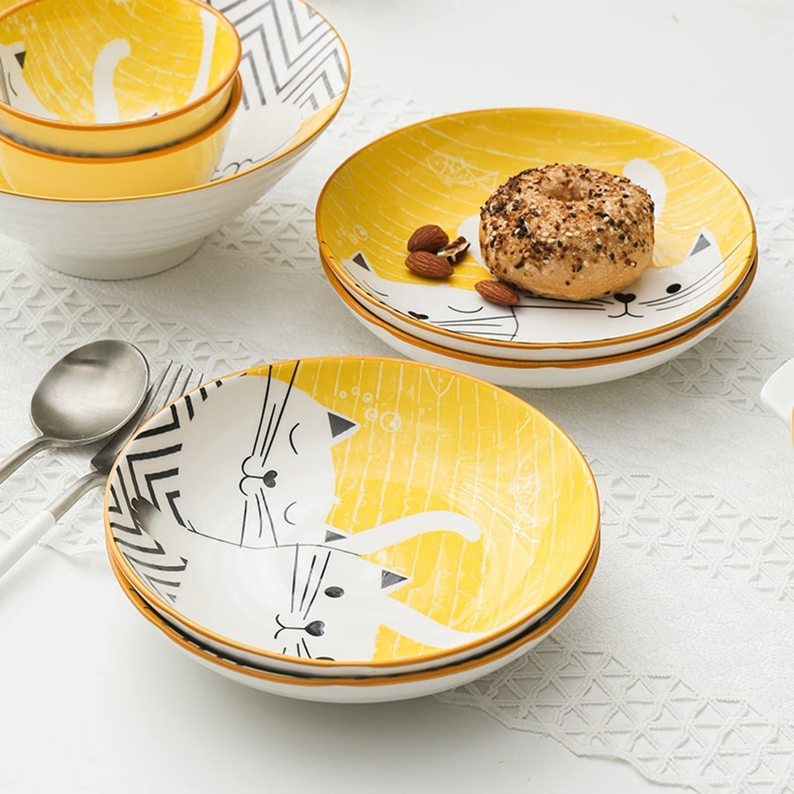 Talerz Obiadowy/Talerze Sałatkowe Rodzina Miska Zestaw Ręcznie malowane Wzór Ceramiczny Płyta Set Trwała płyta Ceramiczna Odpowiedni do przekąsek Frytki Desery Sushi 20 sztuk zestaw talerzy/małe tal