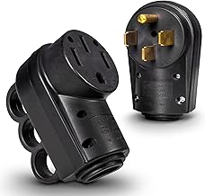 True Mods NEMA 14-50P/50R 125/250VV 50A RV Power Cord Male/Female Replacement Socket Plug Combo Kit for 6/3 + 8/1 AWG 4-Wire Cord [EZ Grip Handle] [ETL Listed]