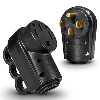 True Mods NEMA 14-50P/50R 125/250VV 50A RV Power Cord Male/Female Replacement Socket Plug Combo Kit for 6/3 + 8/1 AWG 4-Wire Cord [EZ Grip Handle] [ETL Listed]